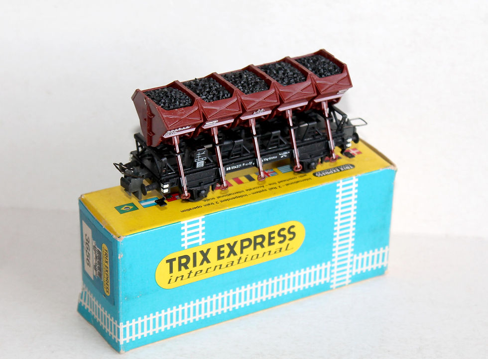 TRIX EXPRESS HO 3656 WAGON TREMIE BALLAST A BENNE BASCULANTE + CHARBON DB 604321