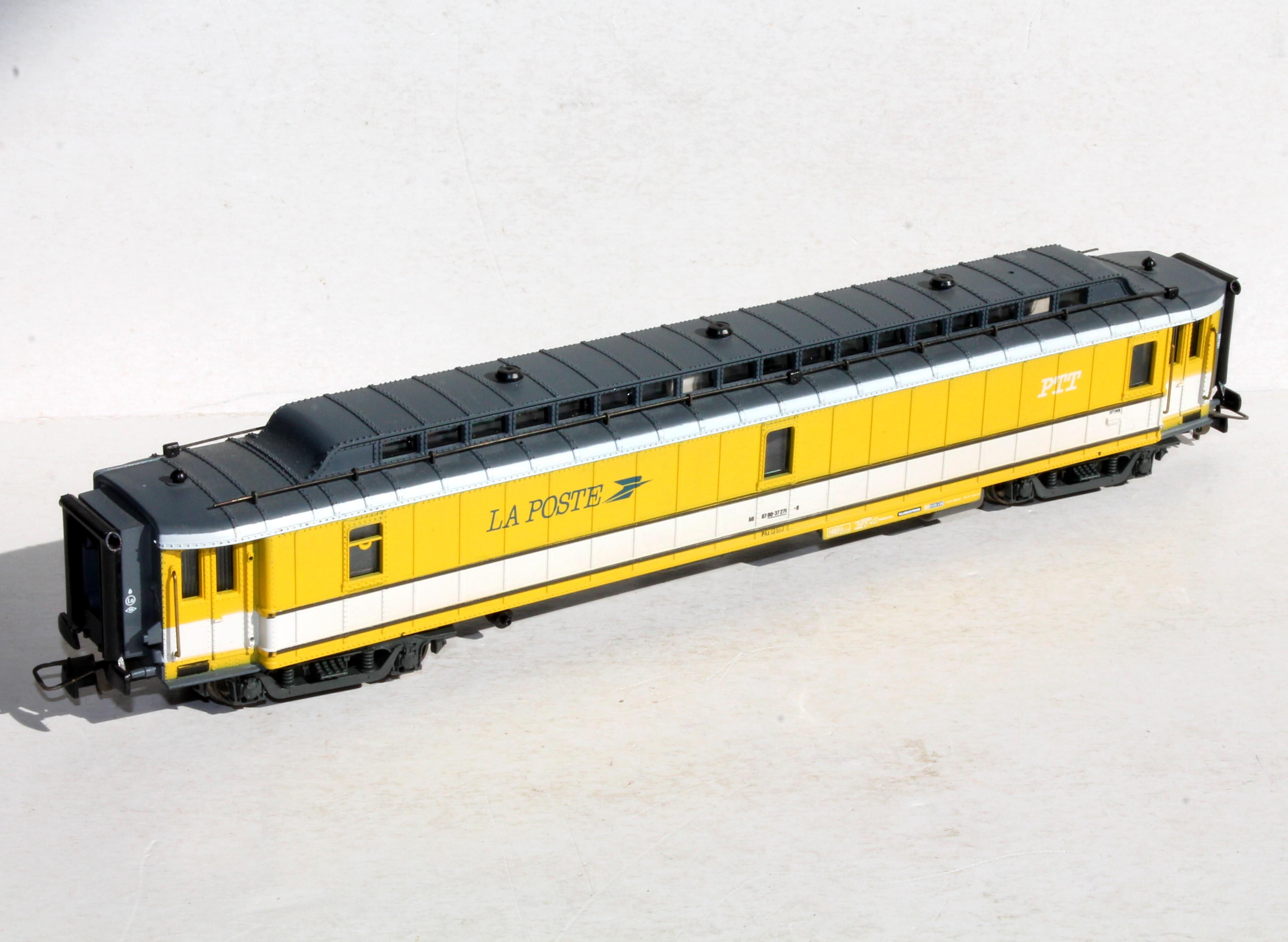 RARE JOUEF HO 5655 WAGON LA POSTE PTT JAUNE VOITURE BUREAU AMBULANT POSTALE SNCF