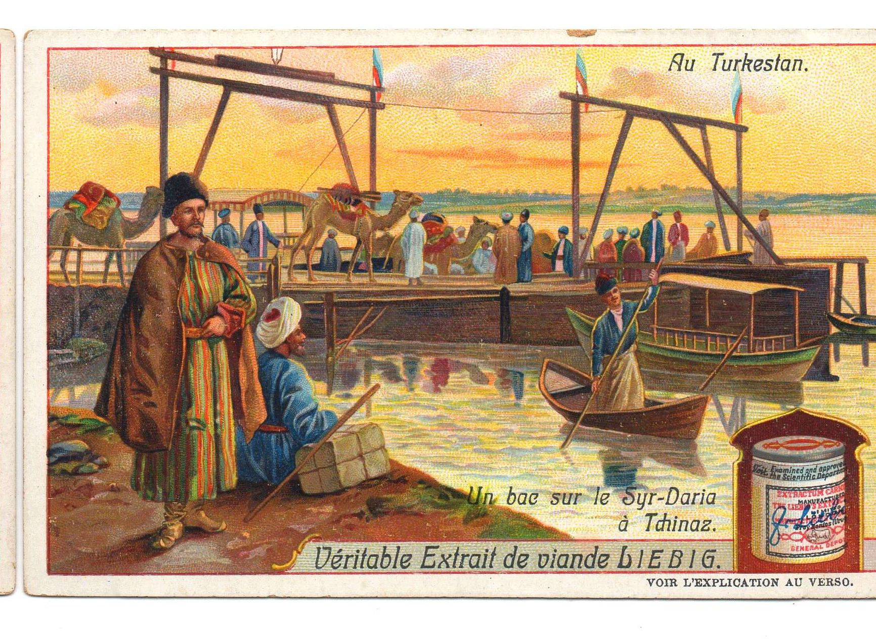 S914 - CHROMO LIEBIG - 1907 - " AU TURKESTAN " : UN BAC SUR LE SYR-DARIA A TCHIN