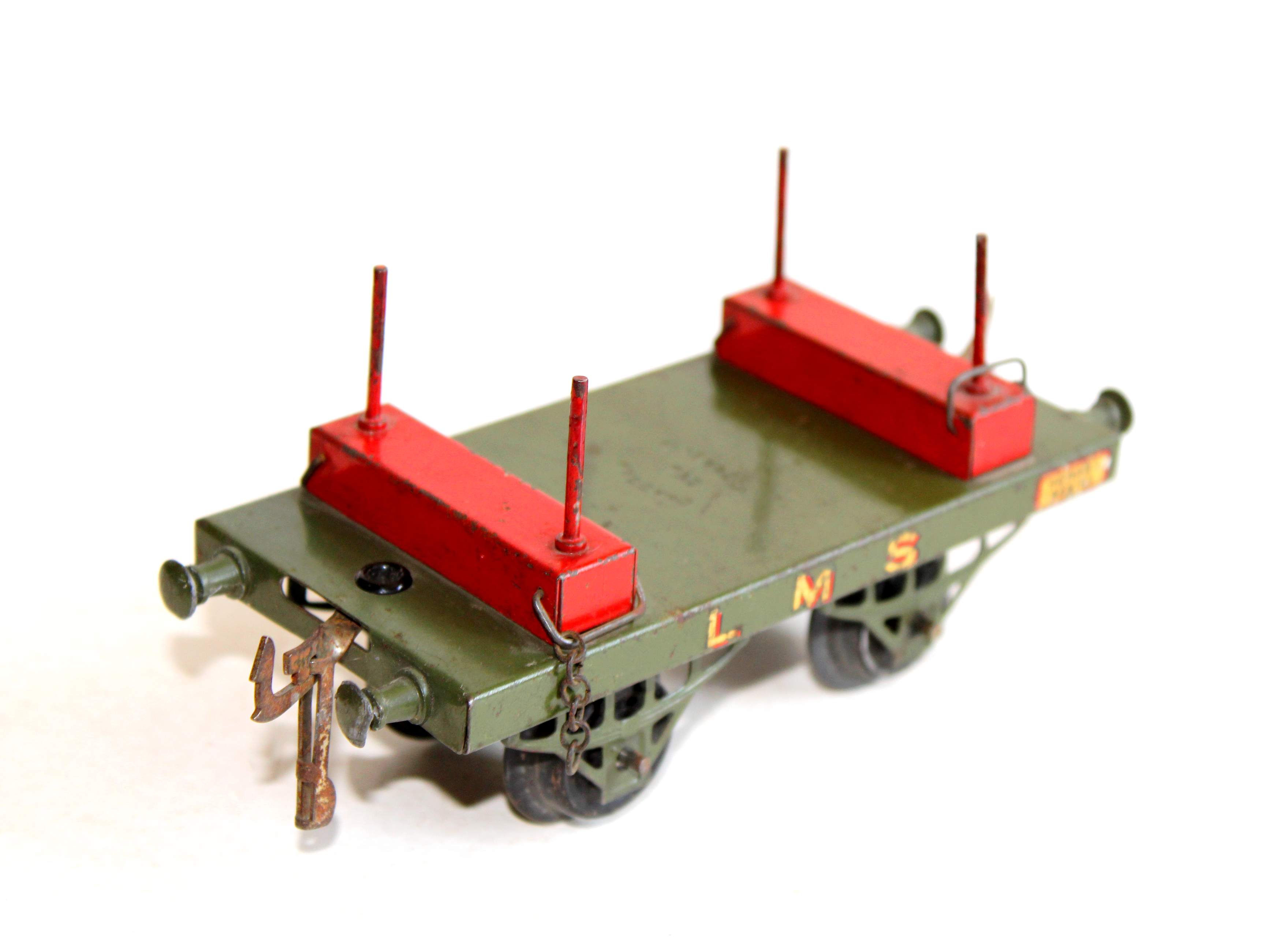 HORNBY O 1/48 WAGON PLAT, PLATEFORME A RANCHER LMS, TRANSPORT MARCHANDISE LOURDE
