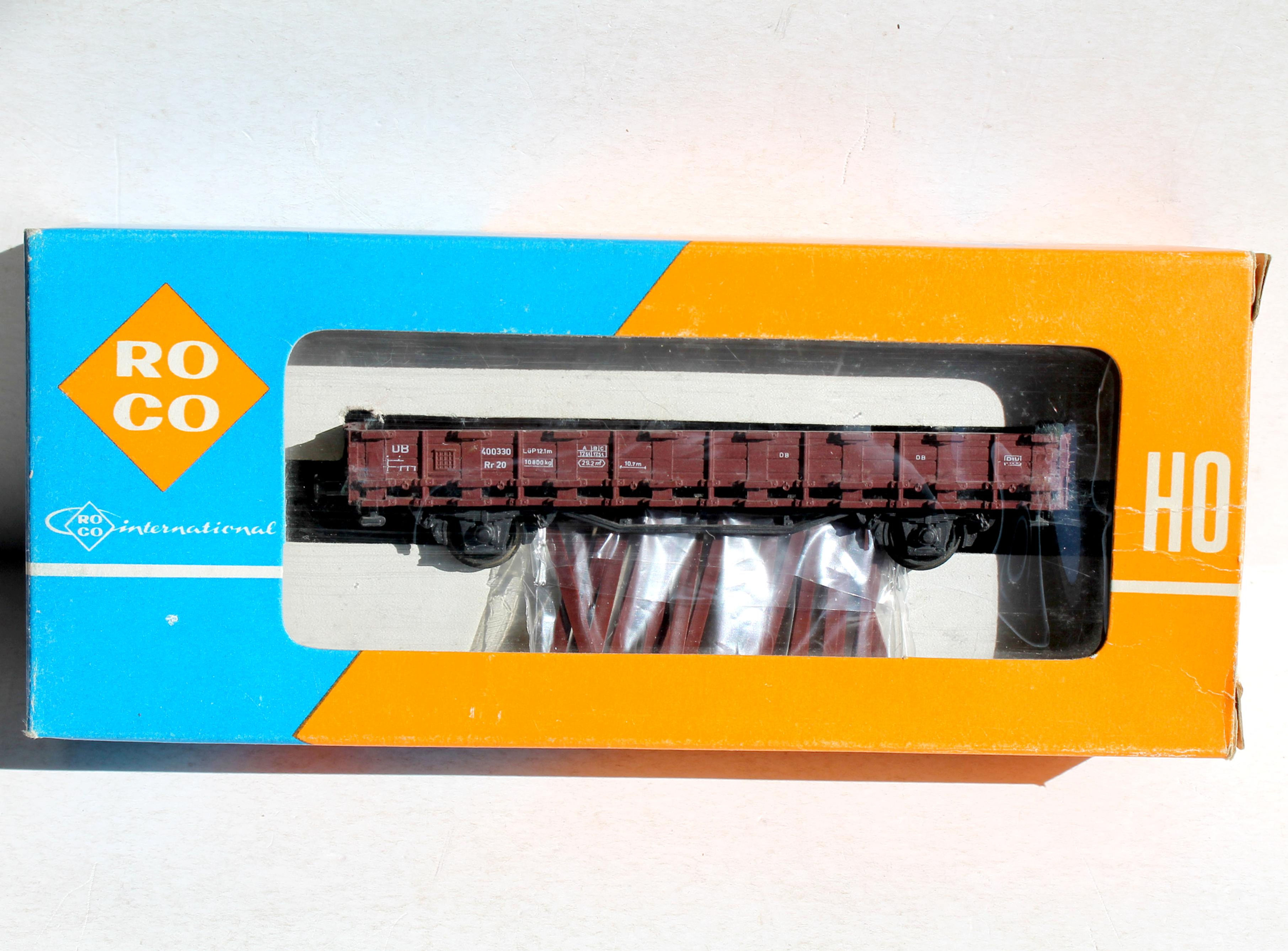 ROCO HO 4317 WAGON TOMBEREAU PLAT A RANCHER TRANSPORT MARCHANDISE BAHN DB 400330