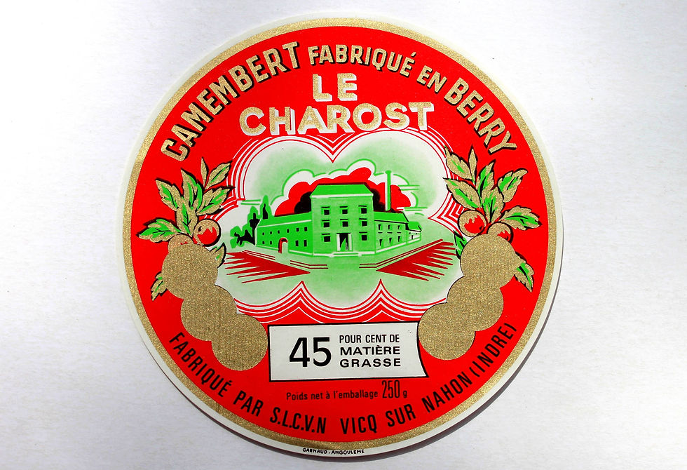 ANCIENNE ETIQUETTE BOITE FROMAGE - CAMEMBERT DU BERRY - LE CHAROST, VICQ / LABEL