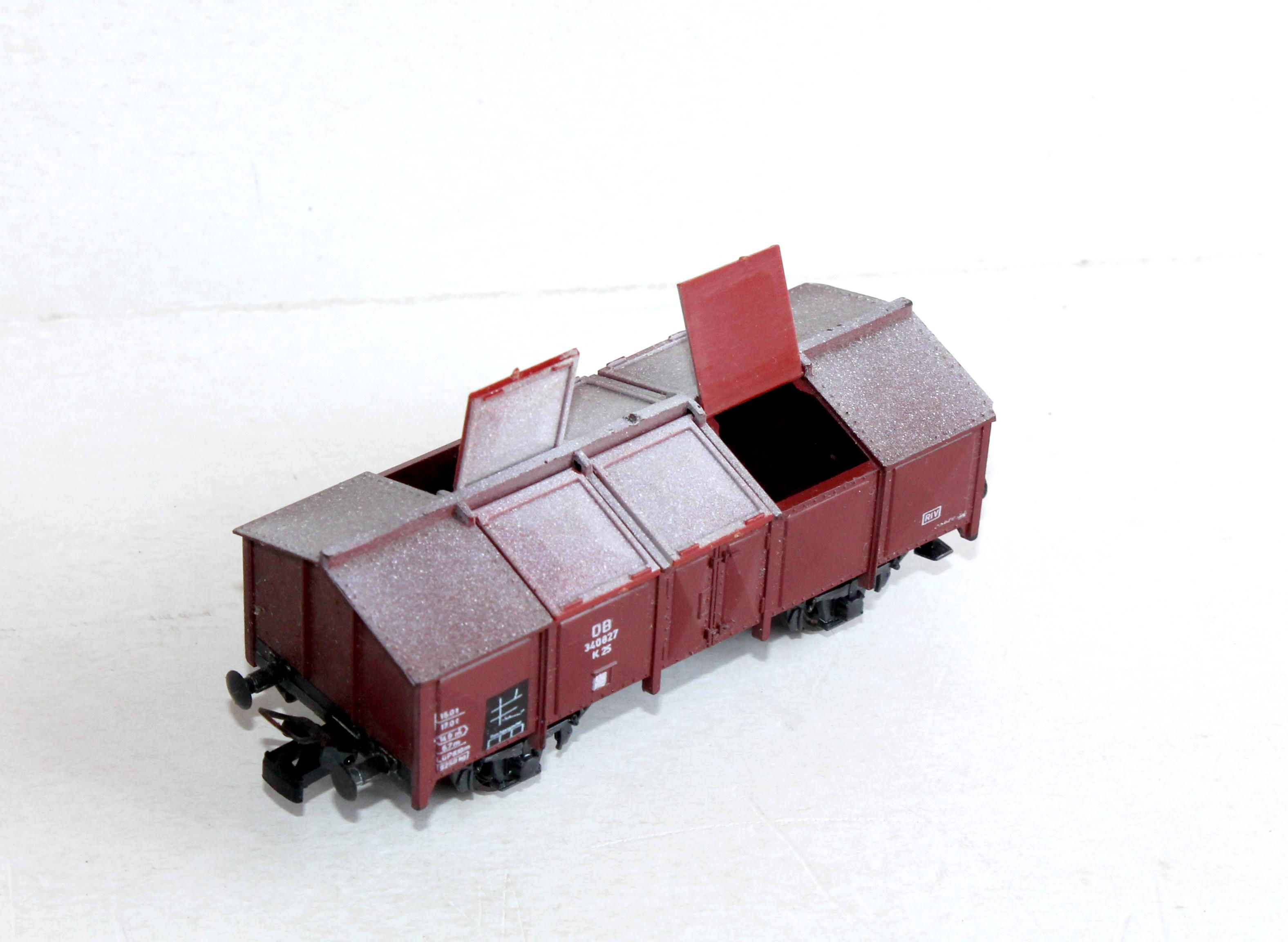 ROCO HO 4313 WAGON A COUVERCLE RABATTABLE TRANSPORT MARCHANDISE BAHN DB 340827 K