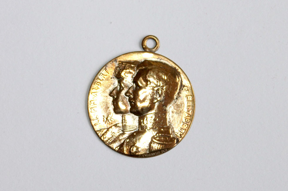 MEDAILLE BELGE PATRIOTIQUE GUERRE MONDIALE 14-18 WWI ALBERT & ELISABETH BELGIQUE