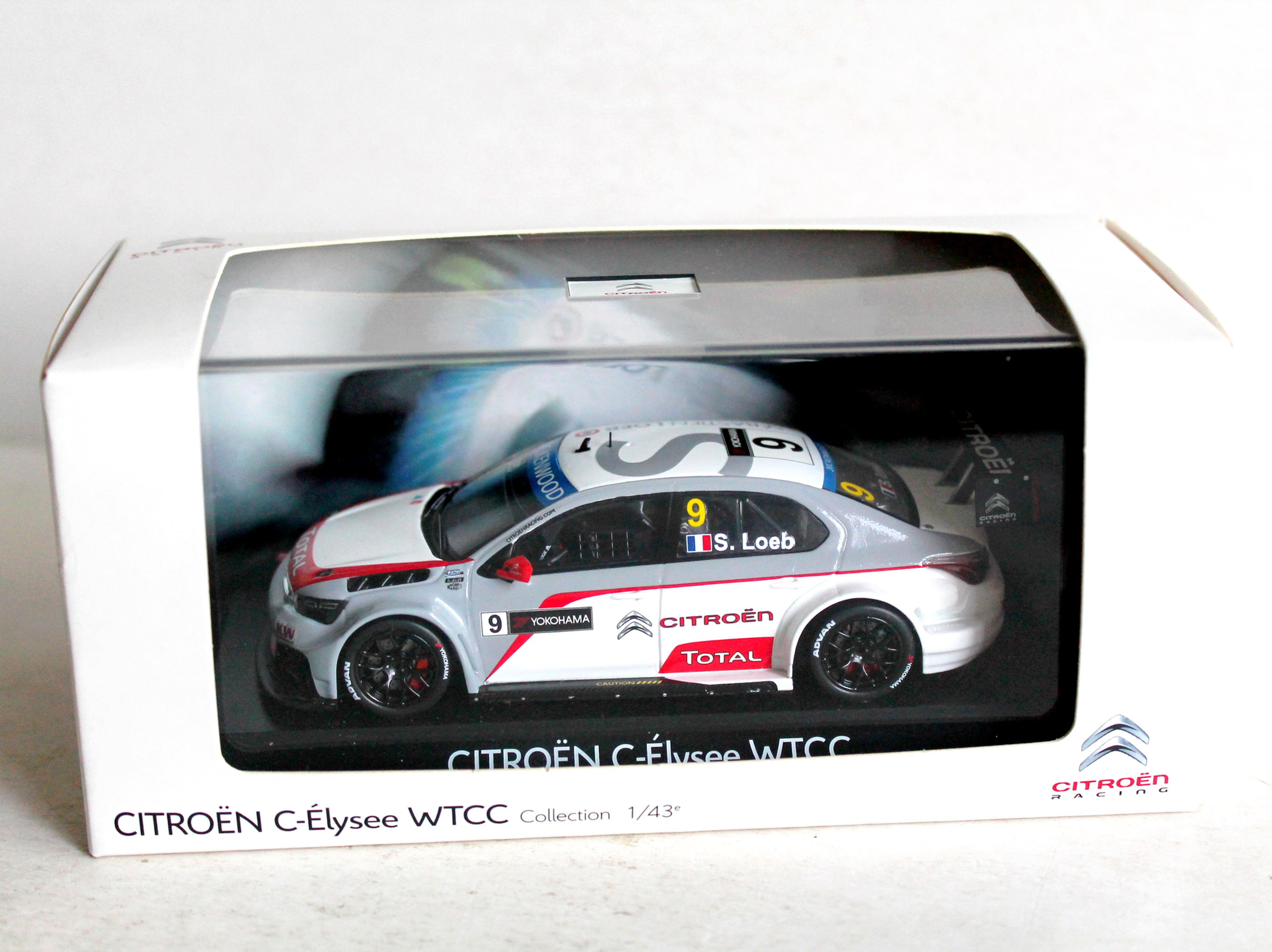 CITROEN RACING C-ELYSEE WTCC SEBASTIEN LOEB N° 9, MINIATURE 1/43 VOITURE COURSE