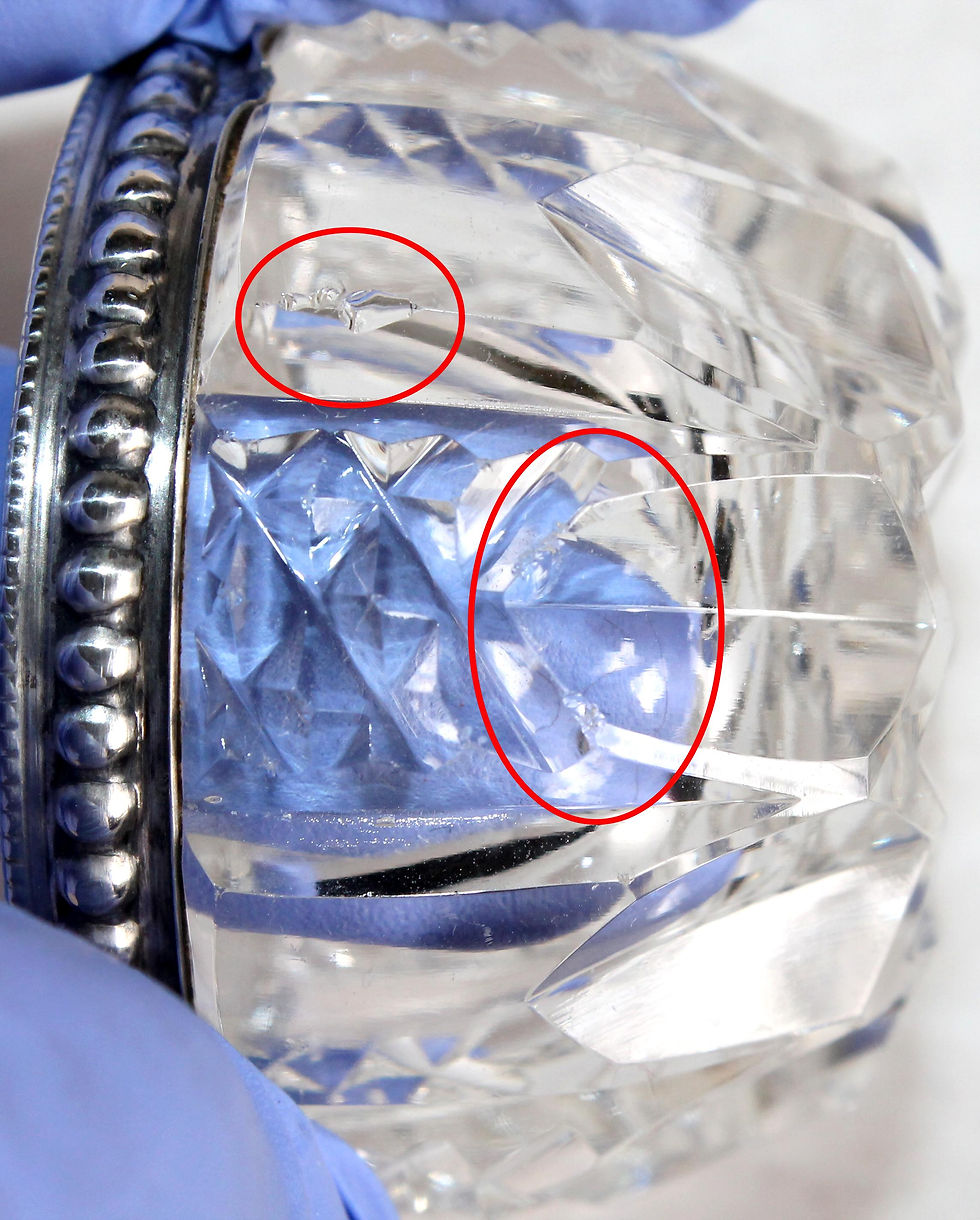 Miniatura: ANCIEN PAIRE SALERON SALIERE POIVRIERE en CRISTAL TAILLÉ + METAL ARGENTÉ POINCON
