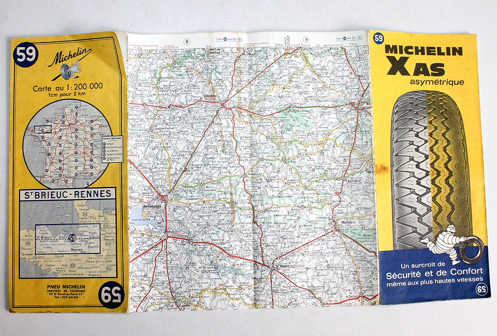 CARTE MICHELIN 1969 N°59 SAINT BRIEUC - RENNES, ANCIEN GUIDE PLAN ROUTIER FRANCE