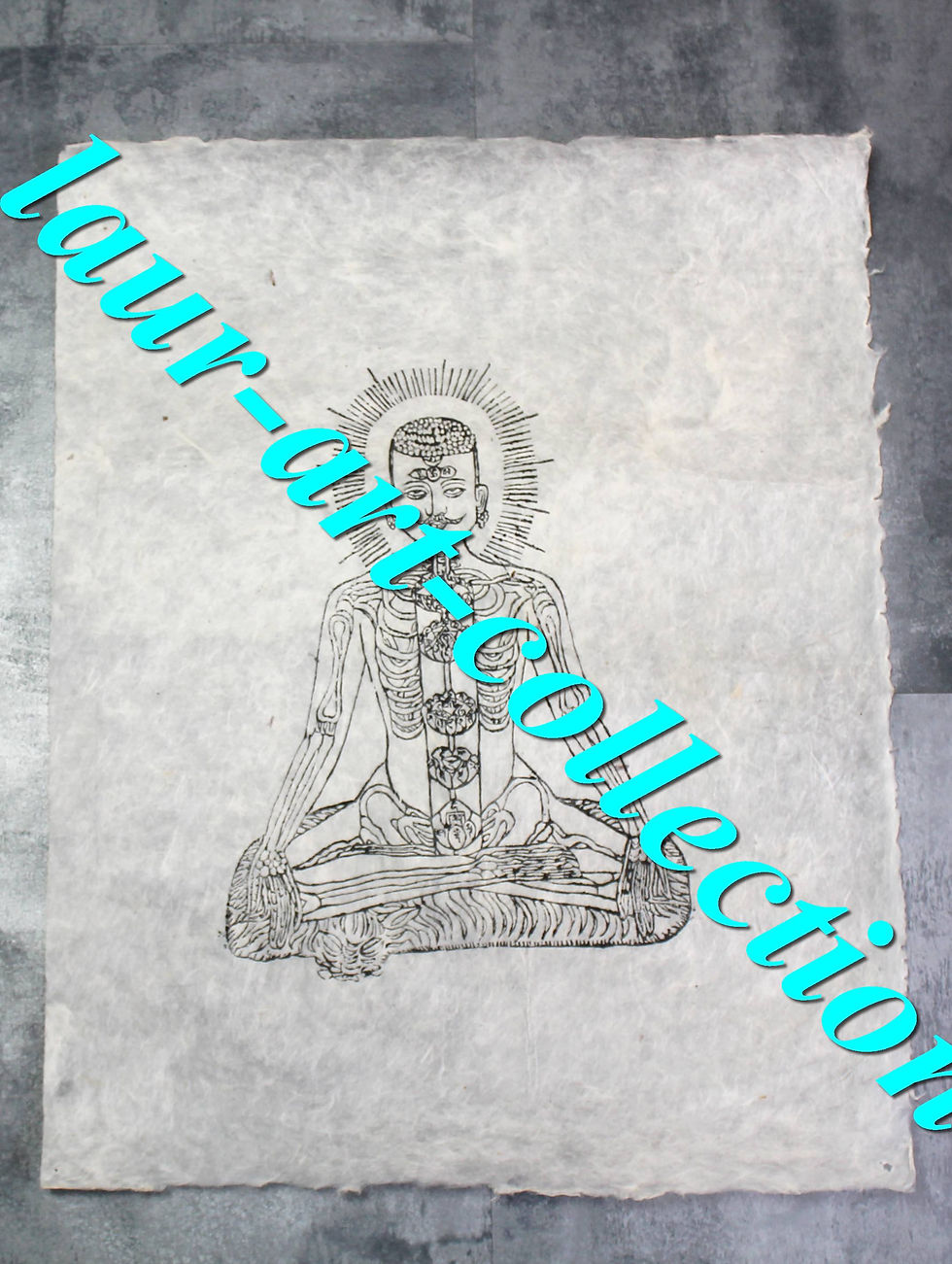 GRAVURE A ENCRE DE CHINE SUR PAPIER JAPON, DE RIZ, WASHI DIVINITE HINDOU 22x30cm