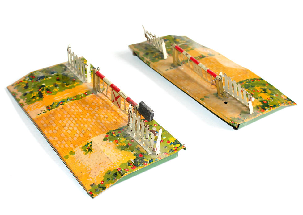 HORNBY O / 0 1/48 PASSAGE A NIVEAU MANUEL DOUBLE BARRIERE, TOLE LITHOGRAPHIE