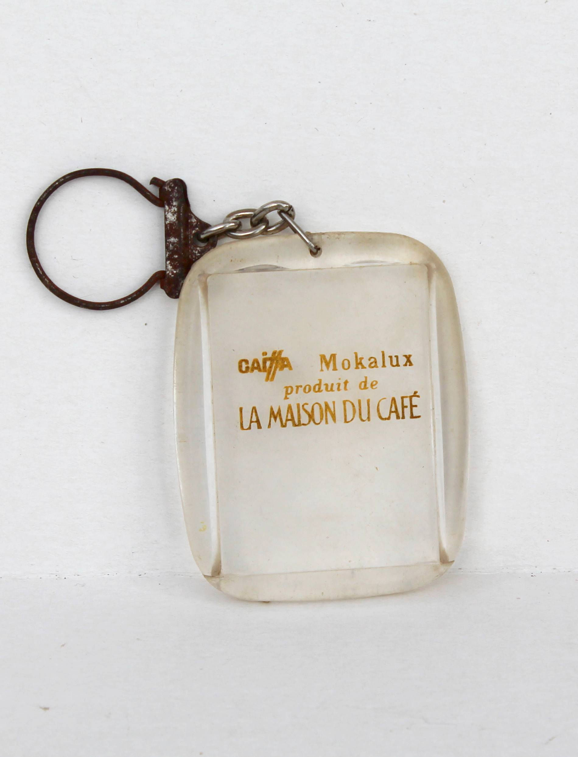 ANCIEN PORTE CLÉ / CLEF MOKALUX LA MAISON DU CAFÉ 5,5x4,5cm RARE VINTAGE KEYRING