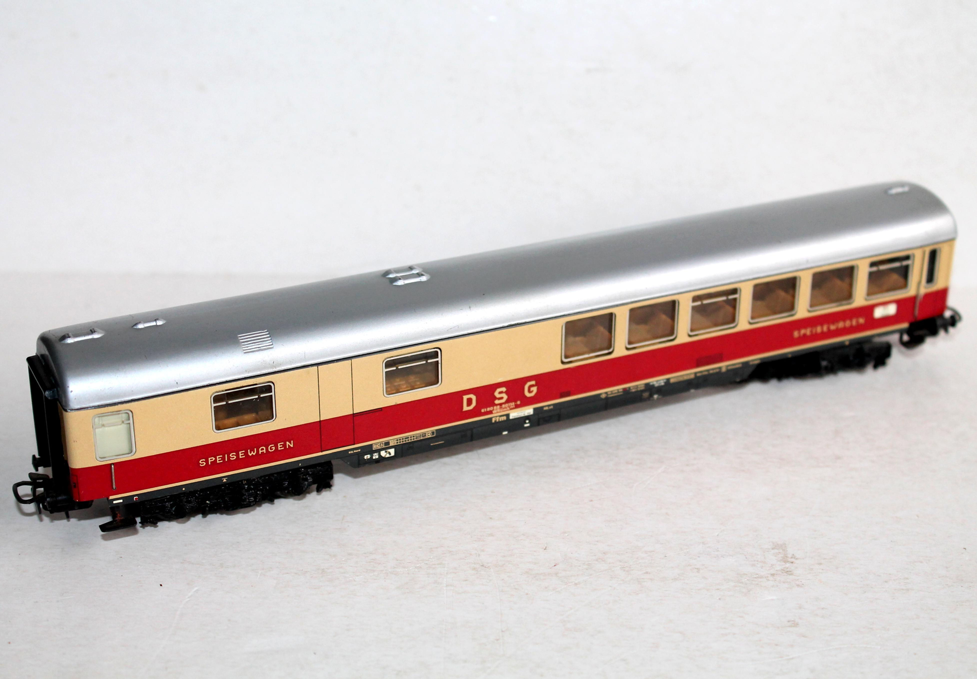 MARKLIN HO 4087 WAGON RESTAURANT VOITURE VOYAGEUR DSG 61 80, AMENAGÉ + ECLAIRAGE