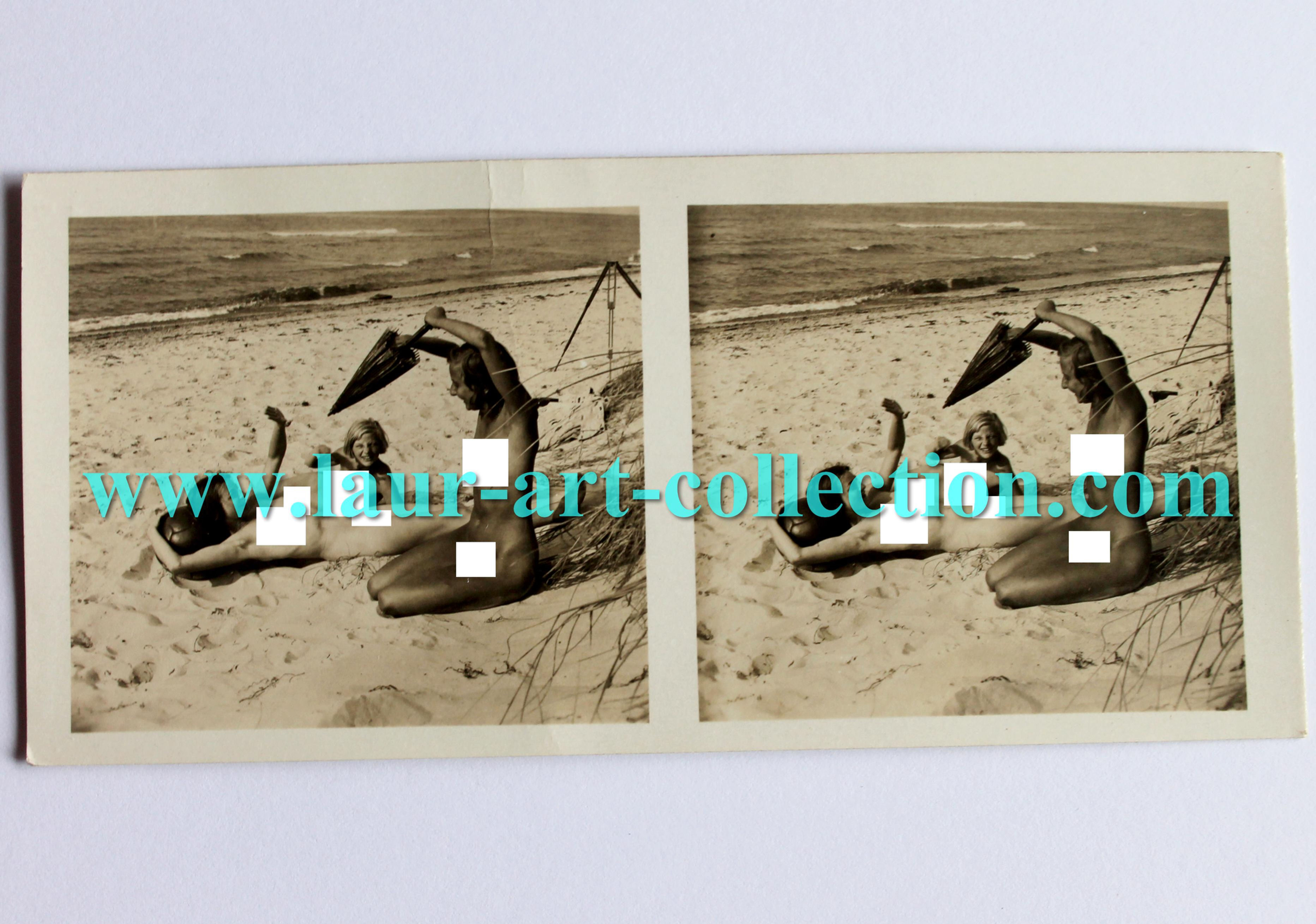 VUE STEREOSCOPIQUE EROTIQUE, FEMME NUE ARTISTIQUE, PHOTO EROTISME 1920-40 PIN-UP