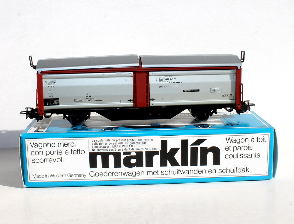 Миниатюра: RARE MARKLIN HO N°4633 WAGON A TOIT ET PAROIS COULISSANT FOURGON TRAIN + NOTICE!