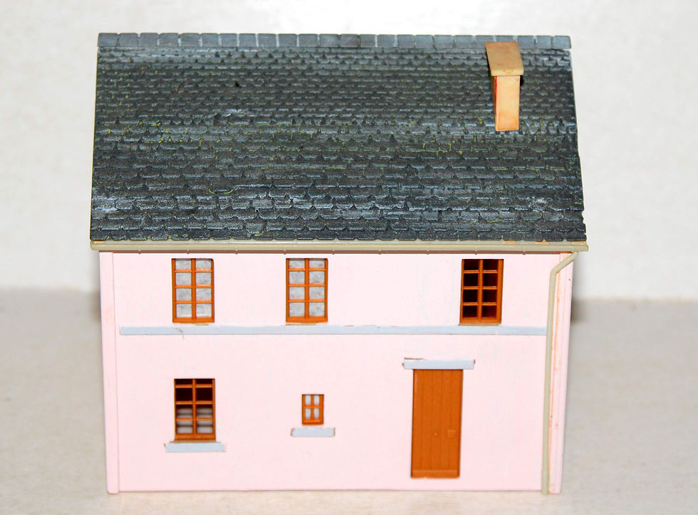 Miniaturebillede: RARE MKD HO MAQUETTE ANTIQUAIRE BARRE, MAISON RESIDENCE VILLE + COMMERCE MAGASIN