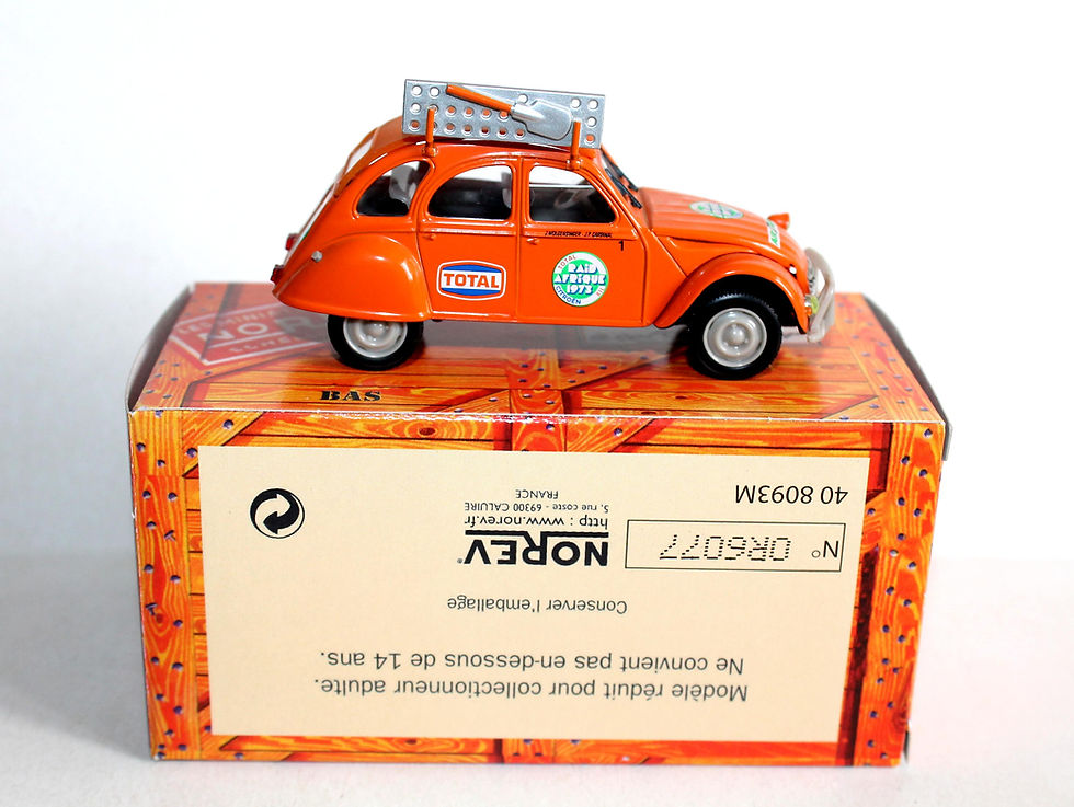 Pikkukuva: NOREV 1/43 CITROEN 2CV 6 RAID AFRIQUE 1973, VOITURE AUTOMOBILE MINIATURE REDUIT