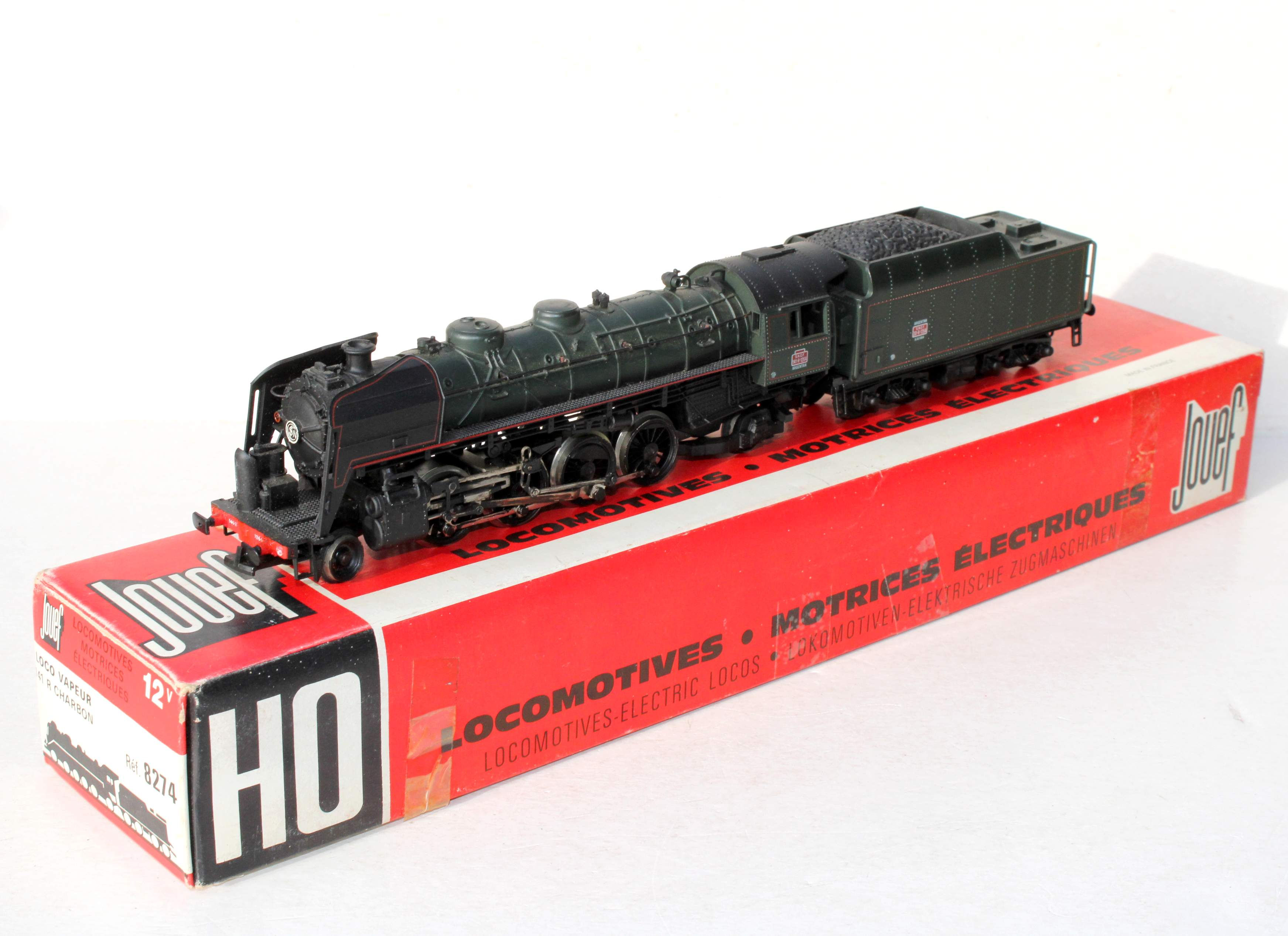 JOUEF HO 8274 LOCOMOTIVE VAPEUR TENDER CHARBON SNCF MIKADO TYPE 141 R, MOTEUR OK