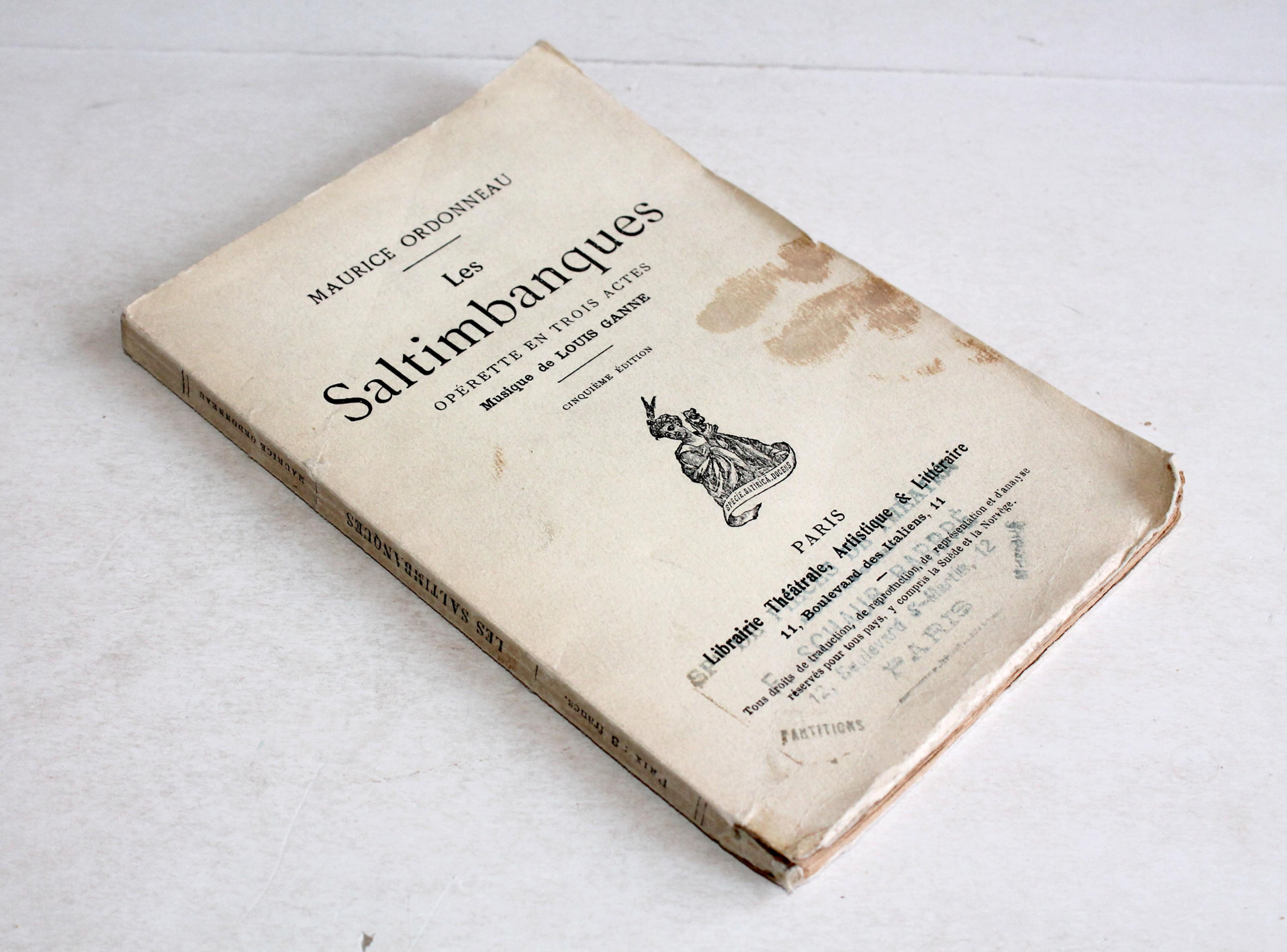 LES SALTIMBANQUES OPERA COMIQUE de M. ORDONNEAU, MUSIQUE de L. GANNE, 5e EDITION