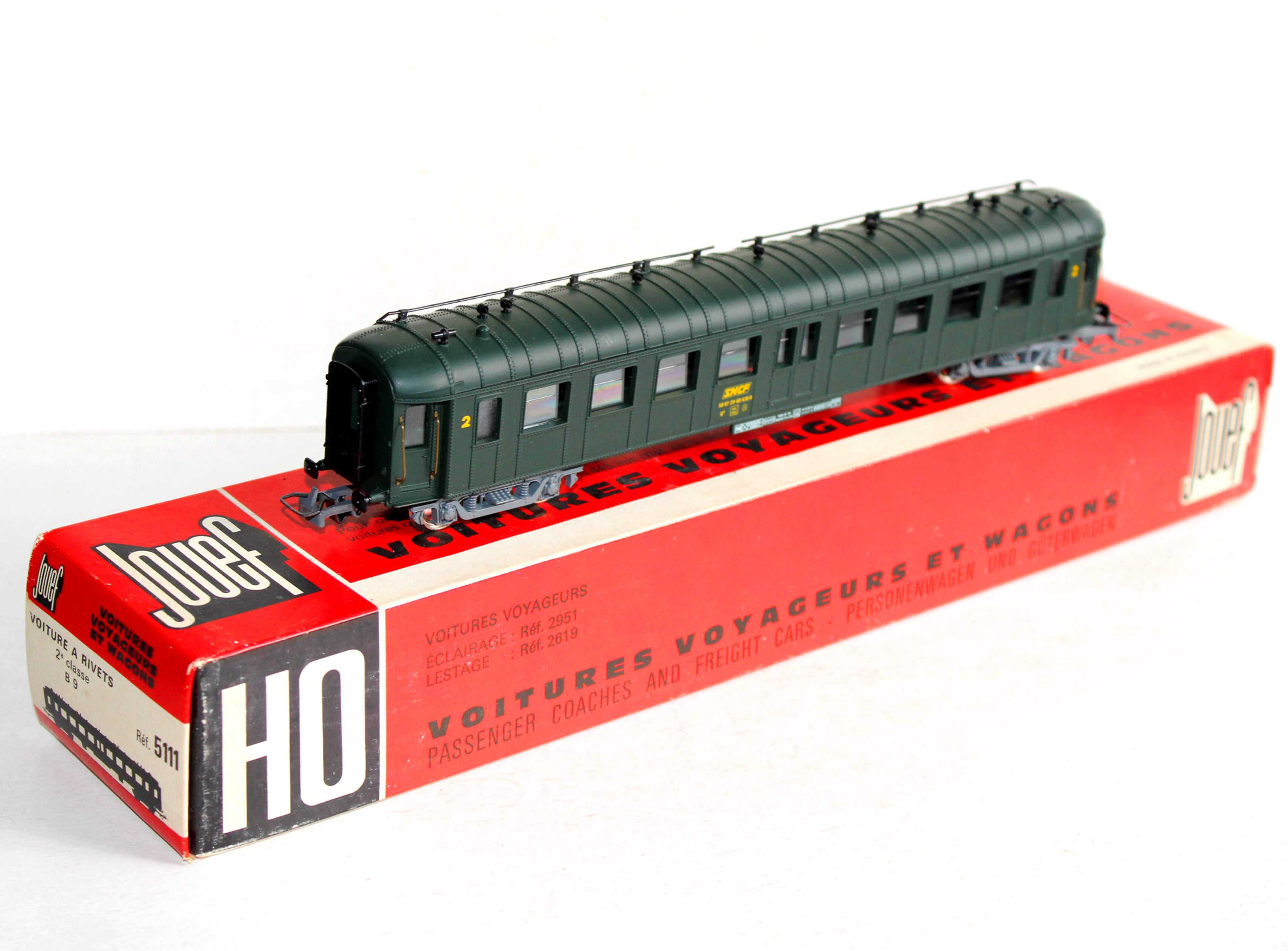 JOUEF HO 5111 VOITURE VOYAGEUR A RIVET 2e CLASSE, A 9 COMPARTIMENT OCEM RA, SNCF