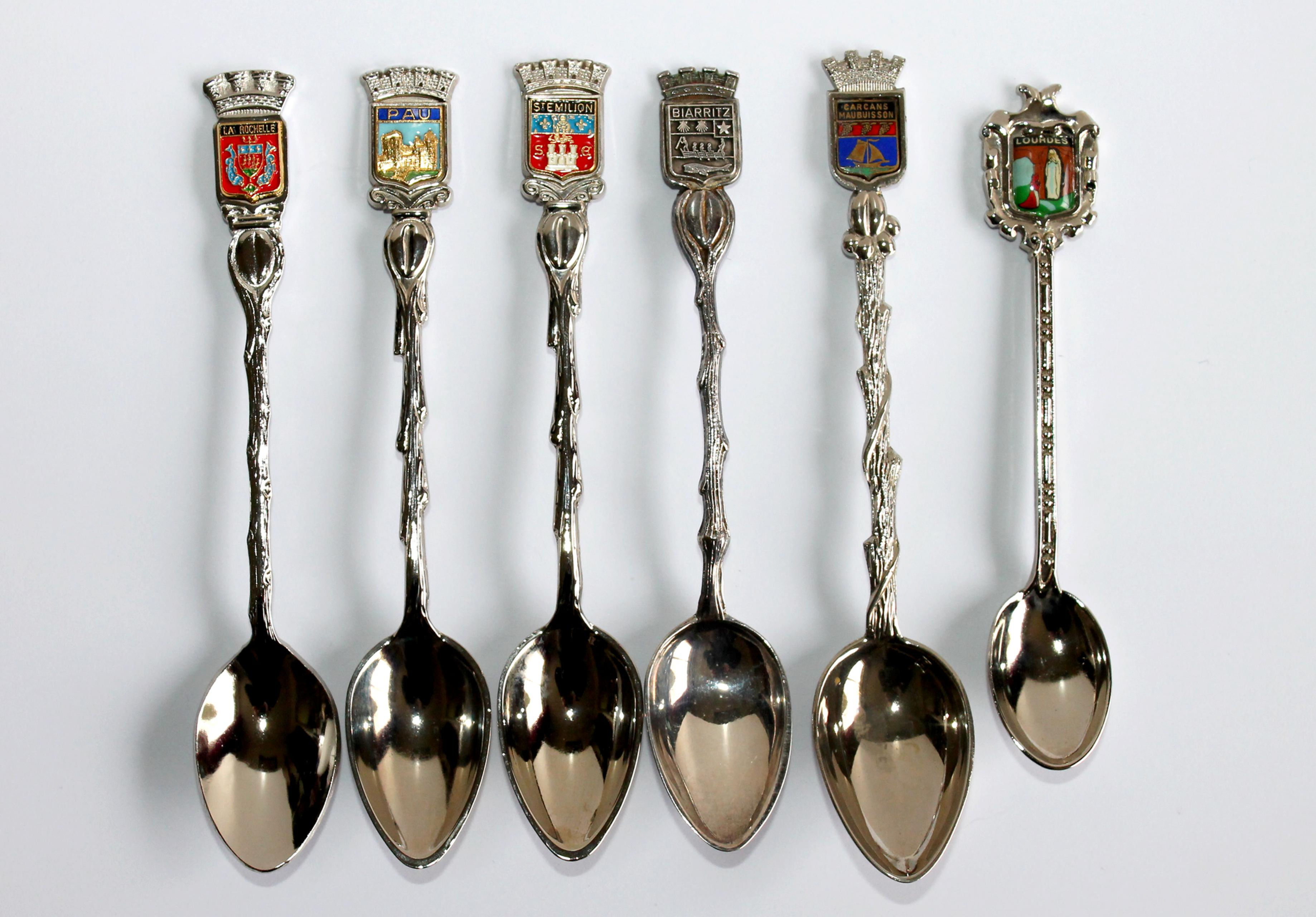 6 CUILLERE COLLECTION SUD OUEST SOUVENIR VOYAGE BIARRITZ LOURDES PAU ST EMILION