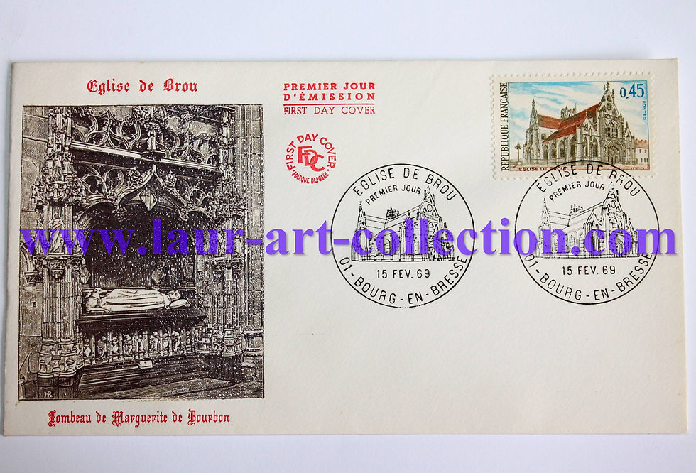 FDC ENVELOPPE 1er JOUR EMISSION EGLISE DE BROU, TOMBEAU DE MARGUERITE DE BOURBON