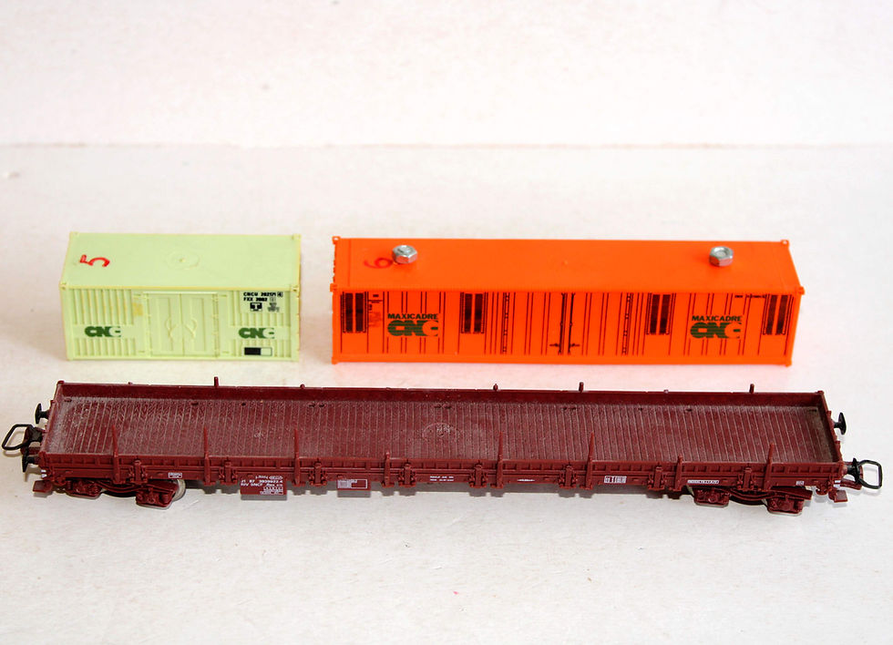 섬네일: JOUEF HO 6756 LONG WAGON RIDELLE BAS RANCHER PORTE CONTAINER, CONTENEUR CNC SNCF