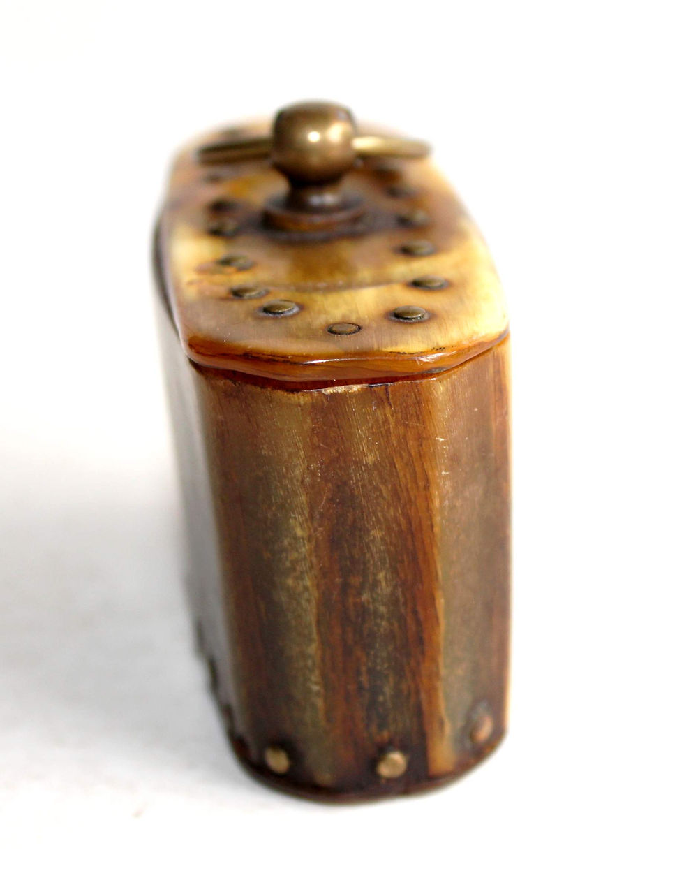 Miniatura: ANCIENNE TABATIERE BOITE A TABAC A PRISER EN CORNE FAIT MAIN, XIXe ART POPULAIRE