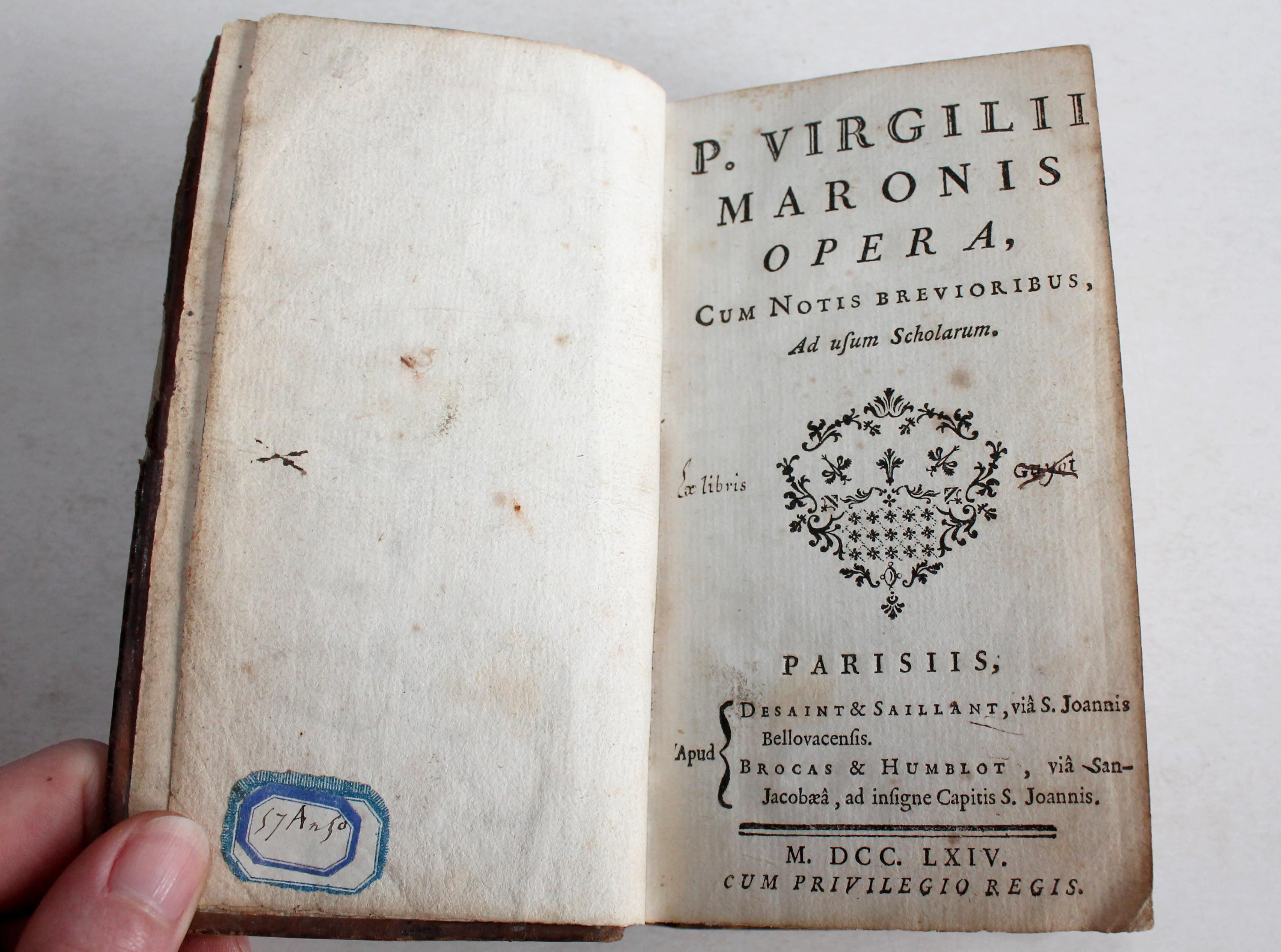 P. VIRGILII MARONIS OPERA CUM NOTIS AD UFUM SCHOLARUM 1764 DESAINT BROCAS XVIIIe