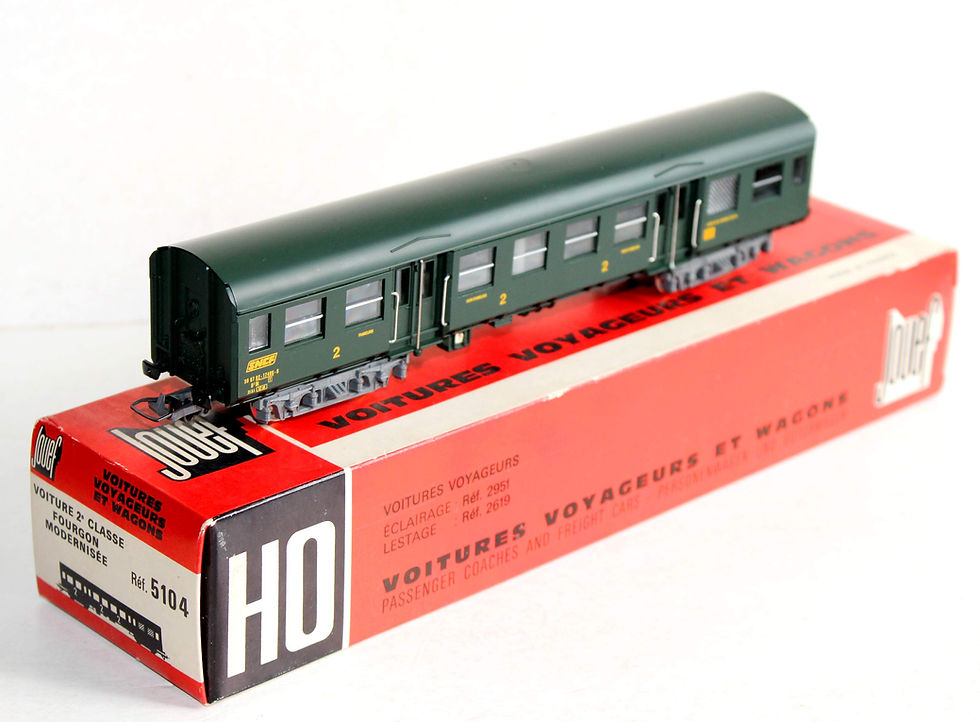 Miniatura: JOUEF HO 5104 VOITURE MODERNISEE ROMILLY MIXTE VOYAGEUR 2e CLASSE, FOURGON SNCF