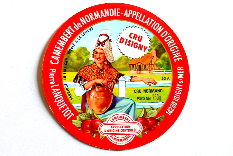 ANCIENNE ETIQUETTE BOITE FROMAGE - CAMEMBERT NORMANDIE: CRU D'ISIGNY - LANQUETOT