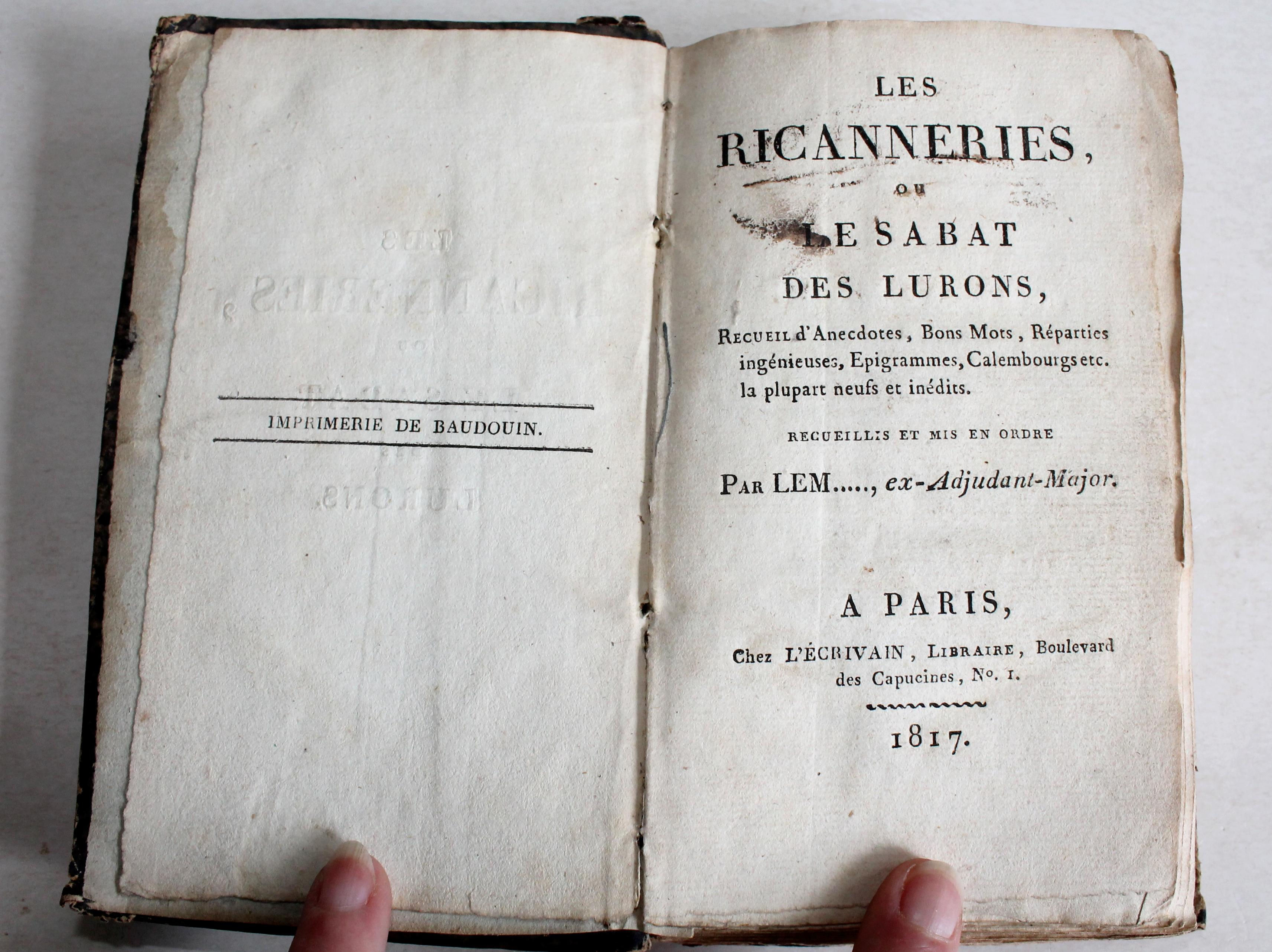 RARE EO, LES RICANNERIES OU LE SABAT DES LURONS par LEM.. EX ADJUDANT MAJOR 1817