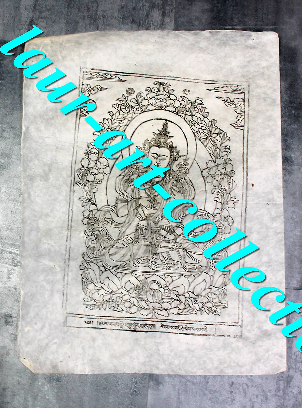 GRAVURE A ENCRE DE CHINE SUR PAPIER JAPON, DE RIZ, WASHI DIVINITE HINDOU 38x26cm