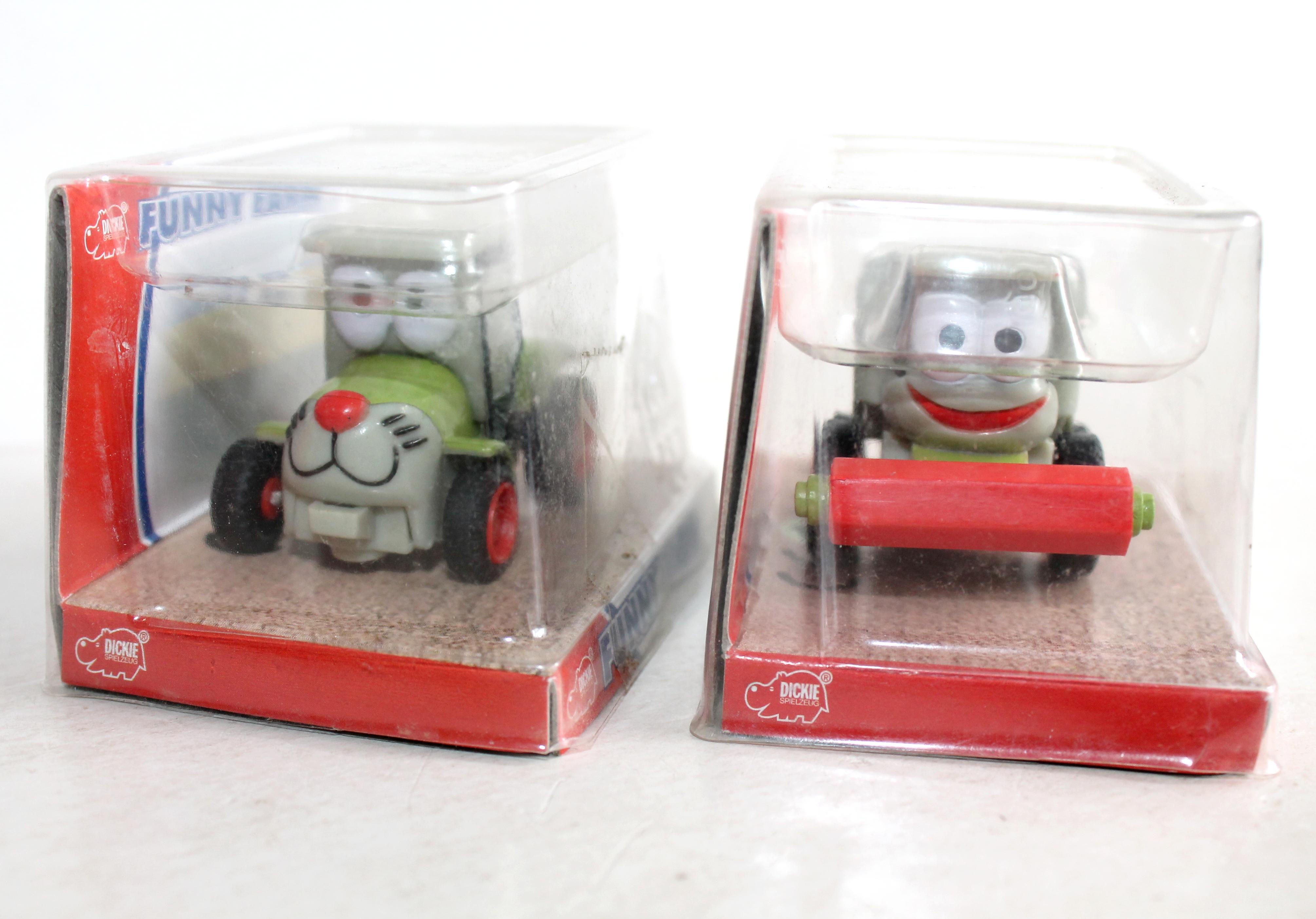 DICKIE FUNNY FARM LOT 2 TRACTEUR CLAAS MINIATURE ENGIN AGRICOLE AGRICULTURE NEUF