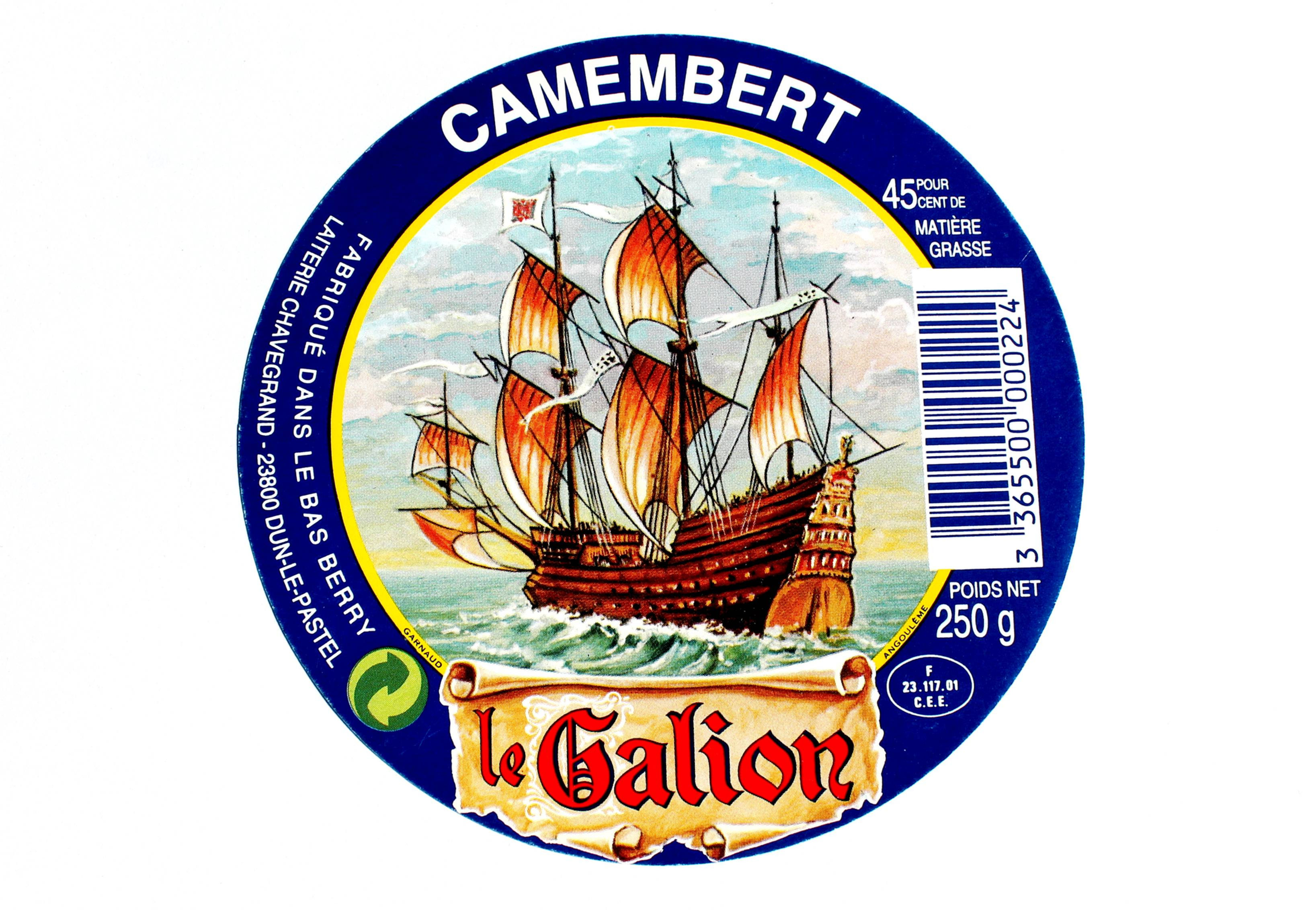 ANCIENNE ETIQUETTE BOITE FROMAGE CAMEMBERT BAS BERRY - LE GALION - NAVIRE BATEAU