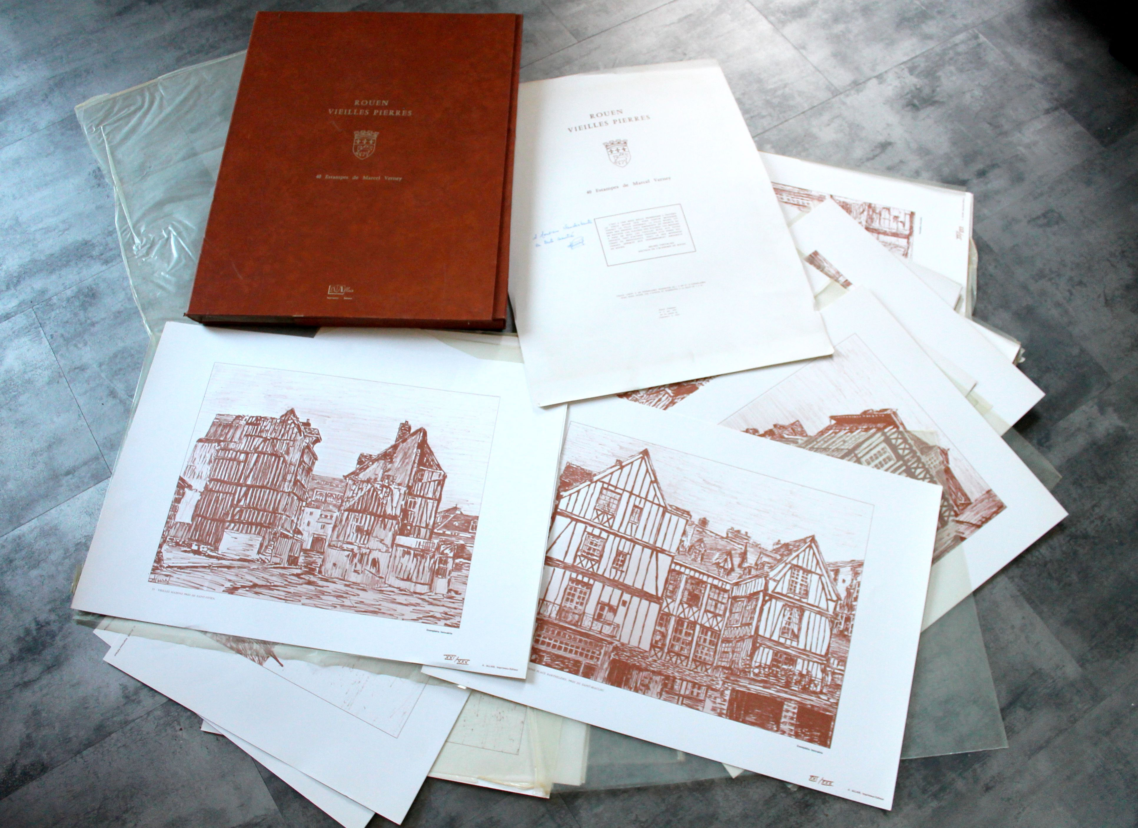 VERNEY - CATHEDRALES DE ROUEN VIEILLES PIERRES 40 ESTAMPE HS NUMEROTÉ & DEDICACÉ