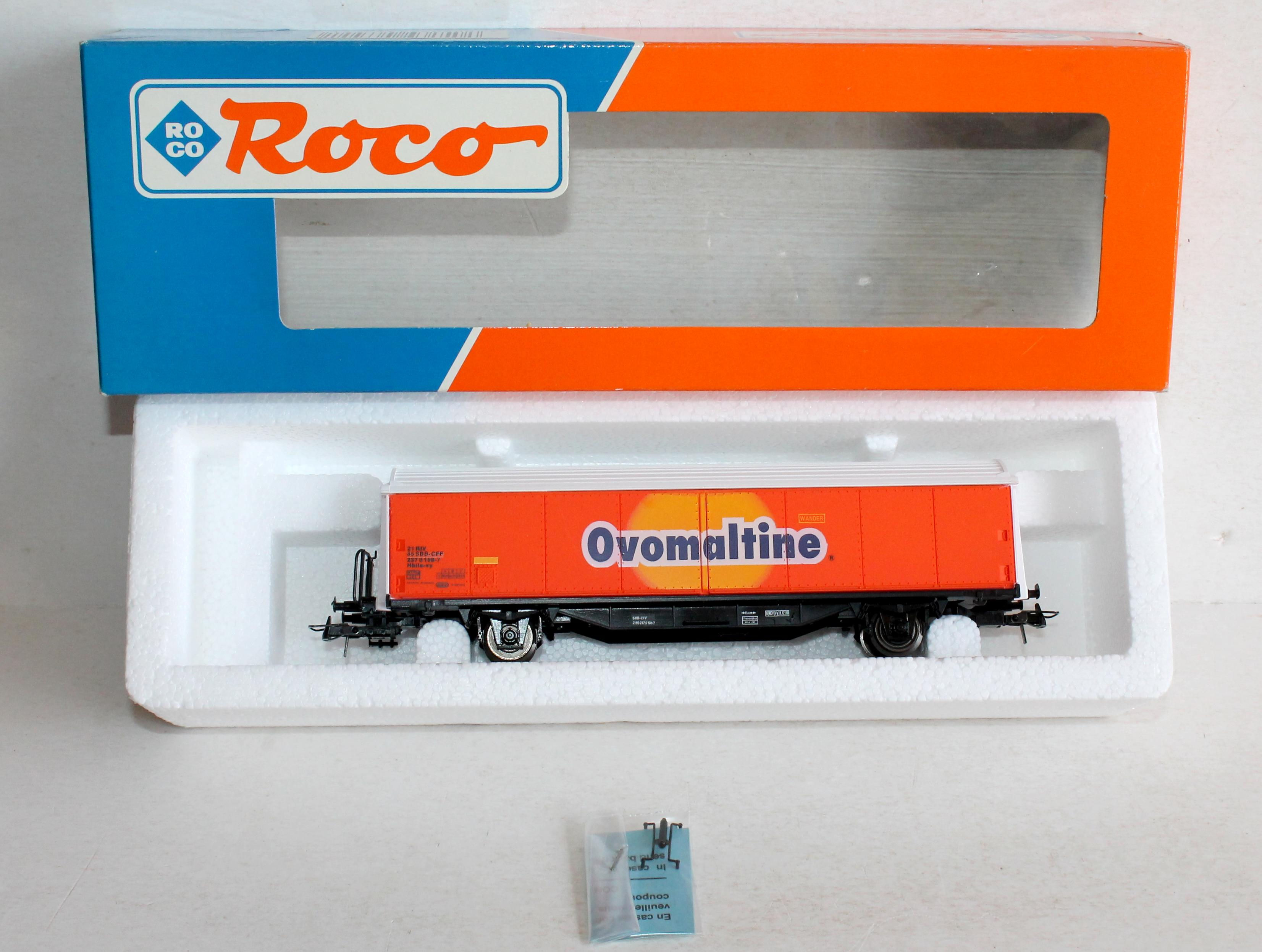 ROCO HO 46399 WAGON OVOMALTINE TRANSPORT MARCHANDISE FOURGON COUVERT SBB CFF 237