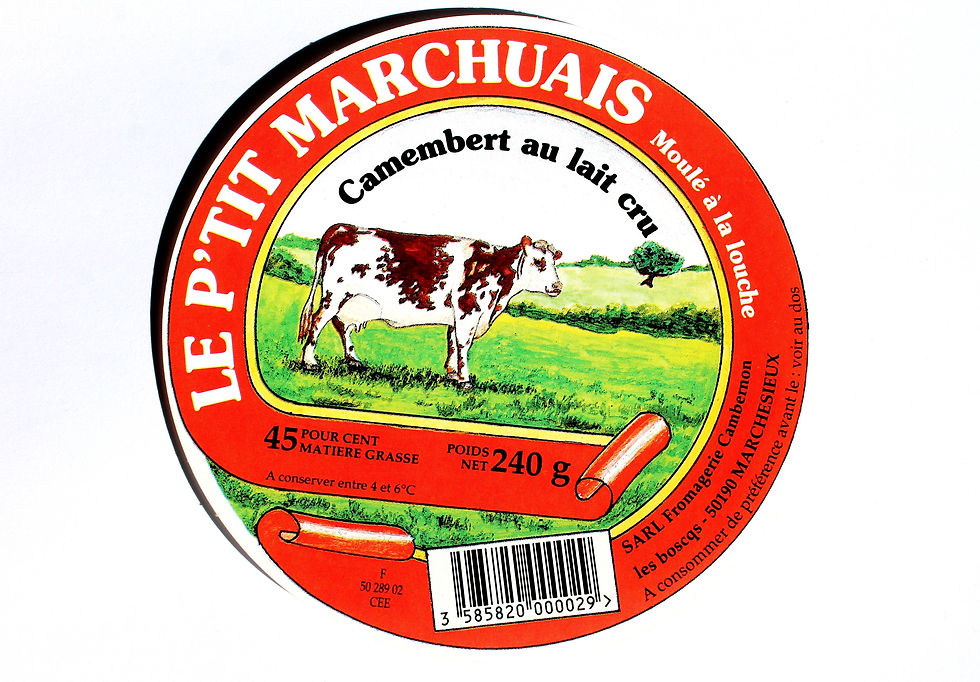 ANCIENNE ETIQUETTE BOITE FROMAGE CAMEMBERT NORMANDIE: LE P'TIT MARCHUAIS - VACHE