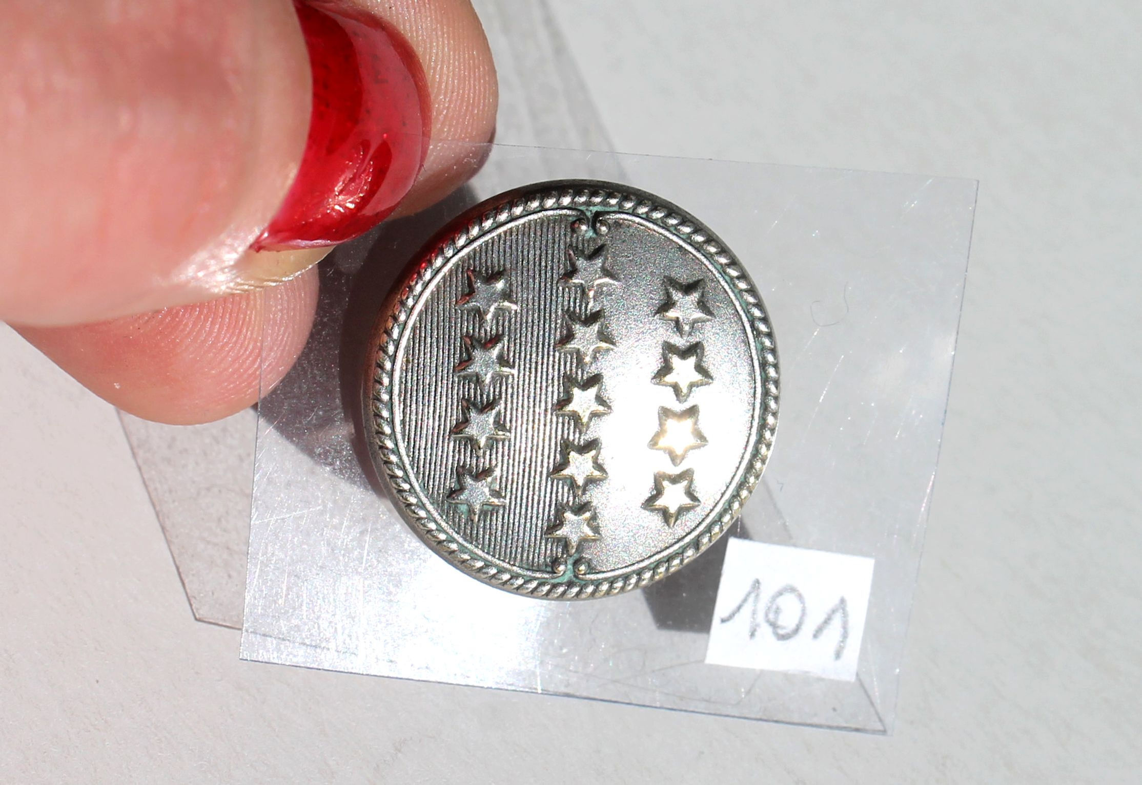 BOUTON UNIFORME - MILITAIRE - " 13 ÉTOILES " - USA? D:22mm / RARE ANCIEN BUTTON