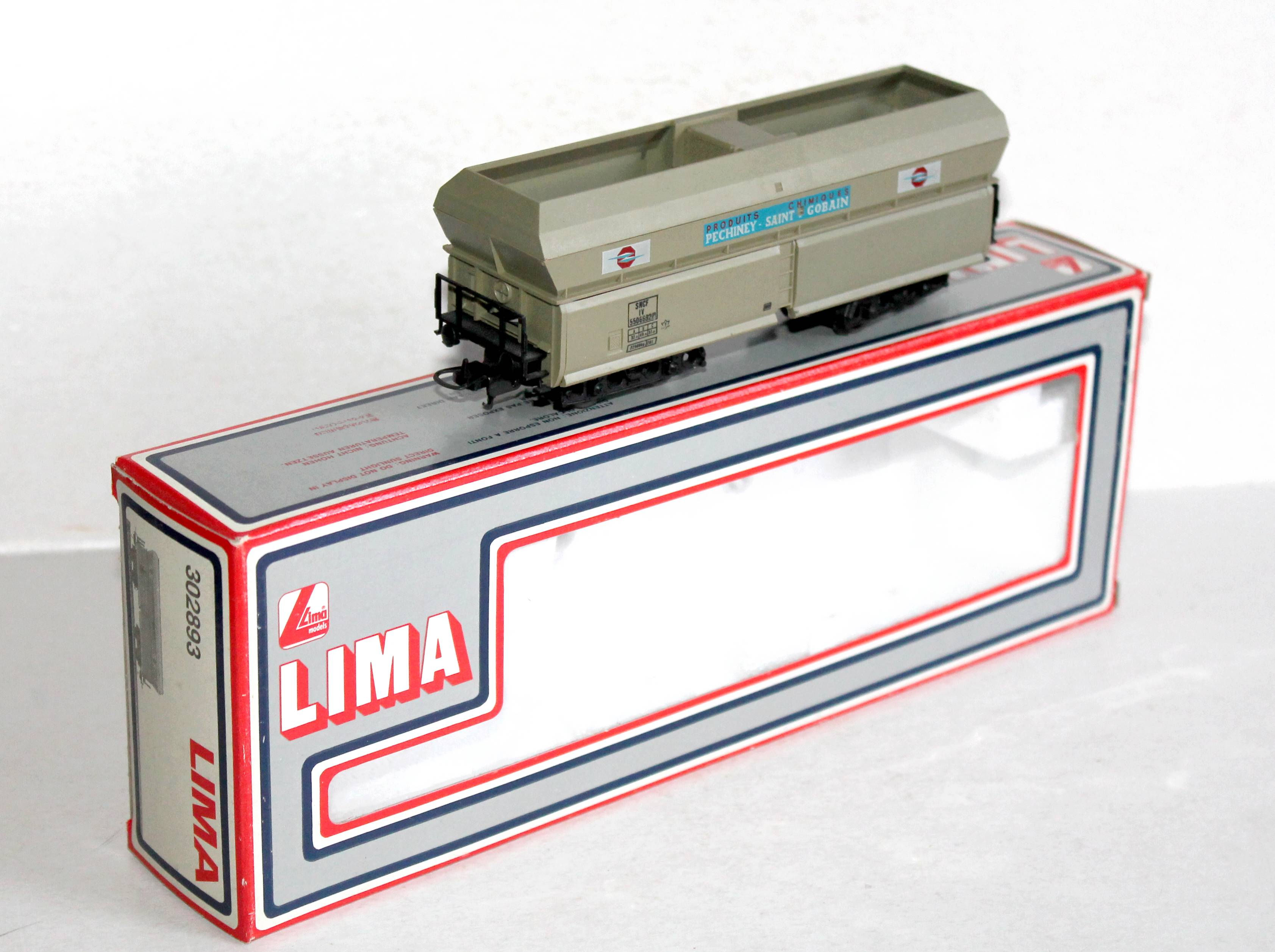 LIMA HO 302893 WAGON TREMIE DECHARGEMENT LATERAL BALLAST PECHINEY ST GOBAIN SNCF