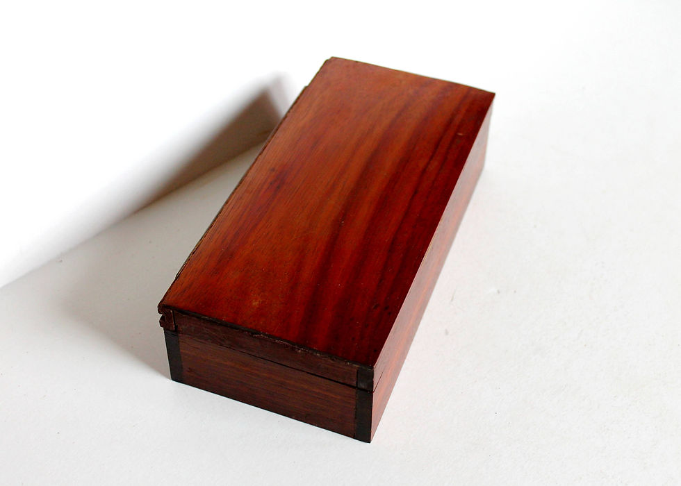 JOLI ANCIEN COFFRET / BOITE EN BOIS - MIROIR COMPARTIMENT - VINTAGE - 23x11x6cm