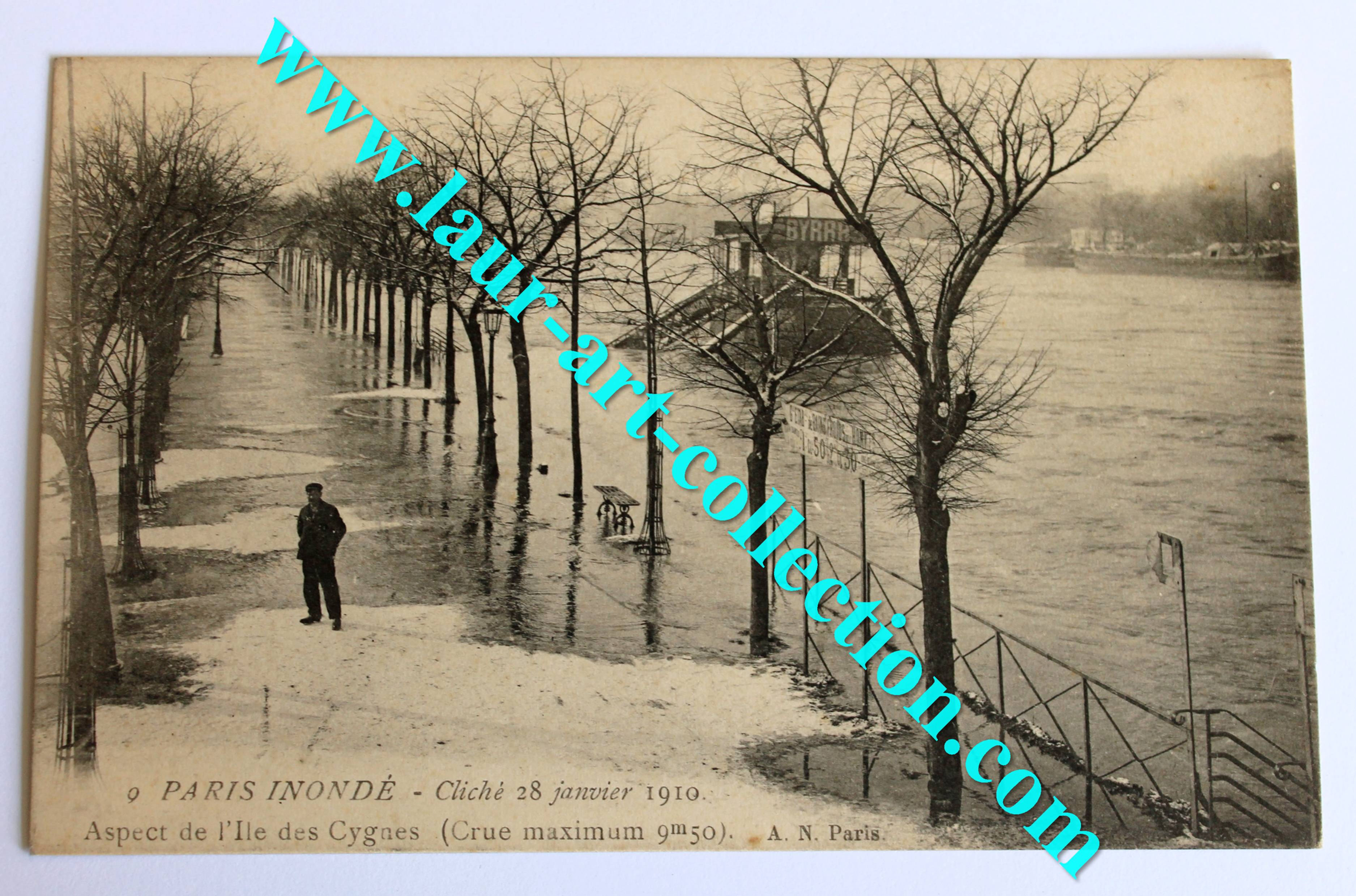 CPA 75 INONDATION PARIS JANVIER 1910 ILE DES CYGNES ANCIENNE CARTE POSTALE ANIMÉ