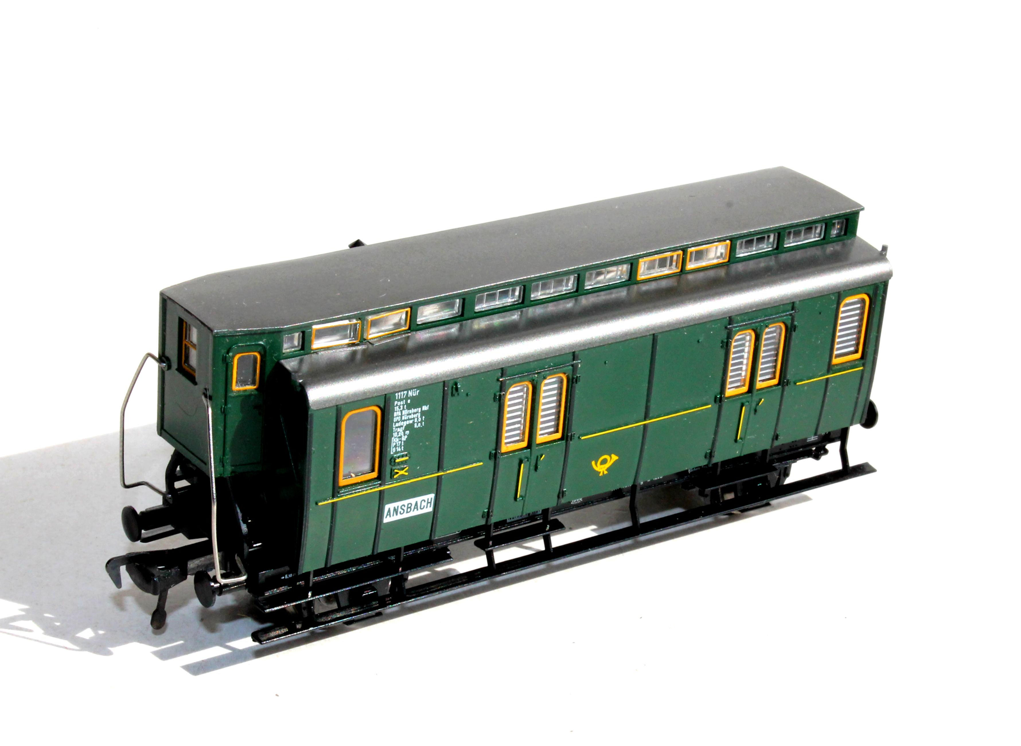 FLEISCHMANN HO 5050 WAGON POSTE AVEC VIGIE, FOURGON VOITURE POSTALE 117 NURNBERG