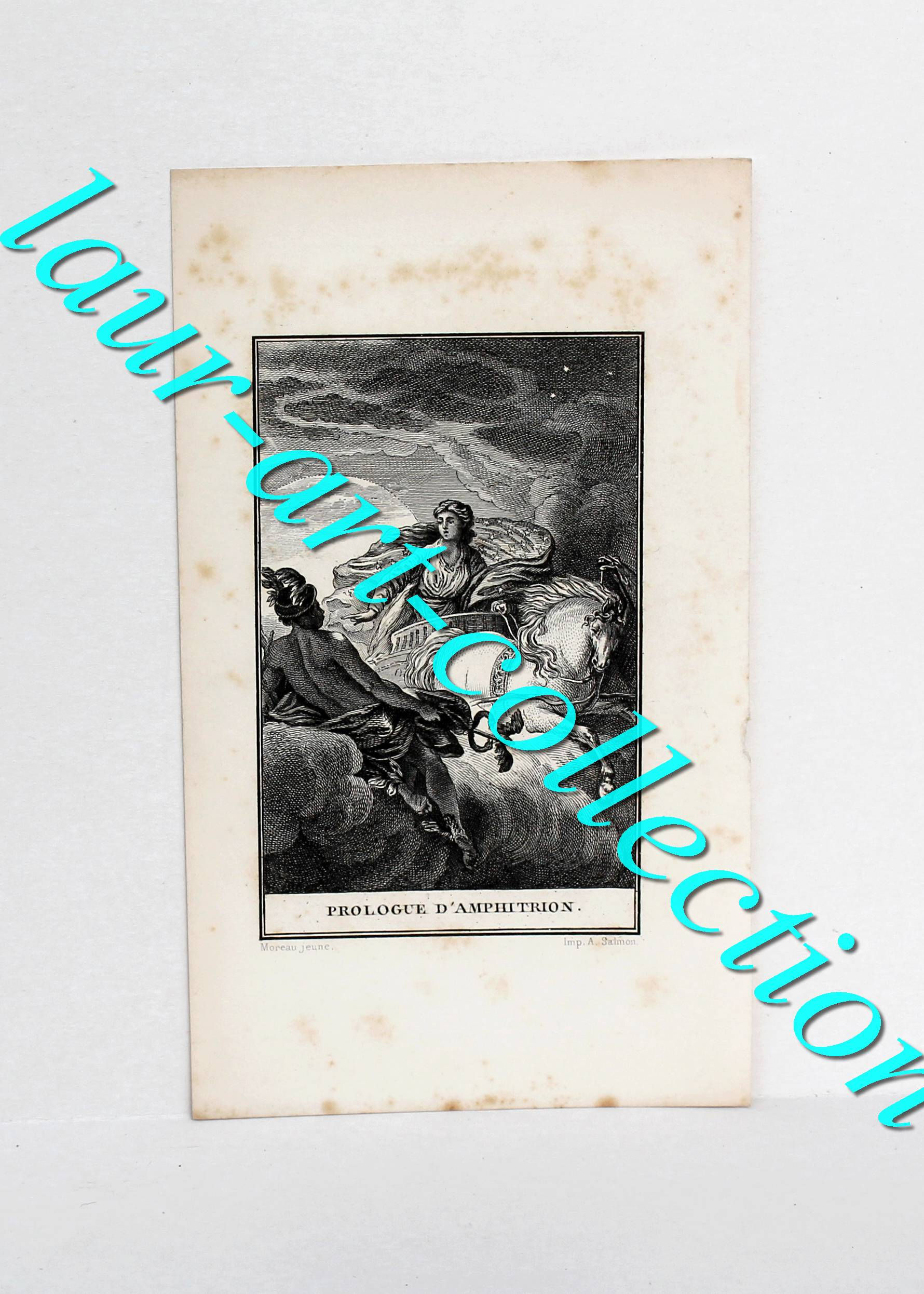 RARE GRAVURE XVIIIème PROLOGUE D'AMPHITRION - MOREAU JEUNE - IMP.SALMON 18,5x12