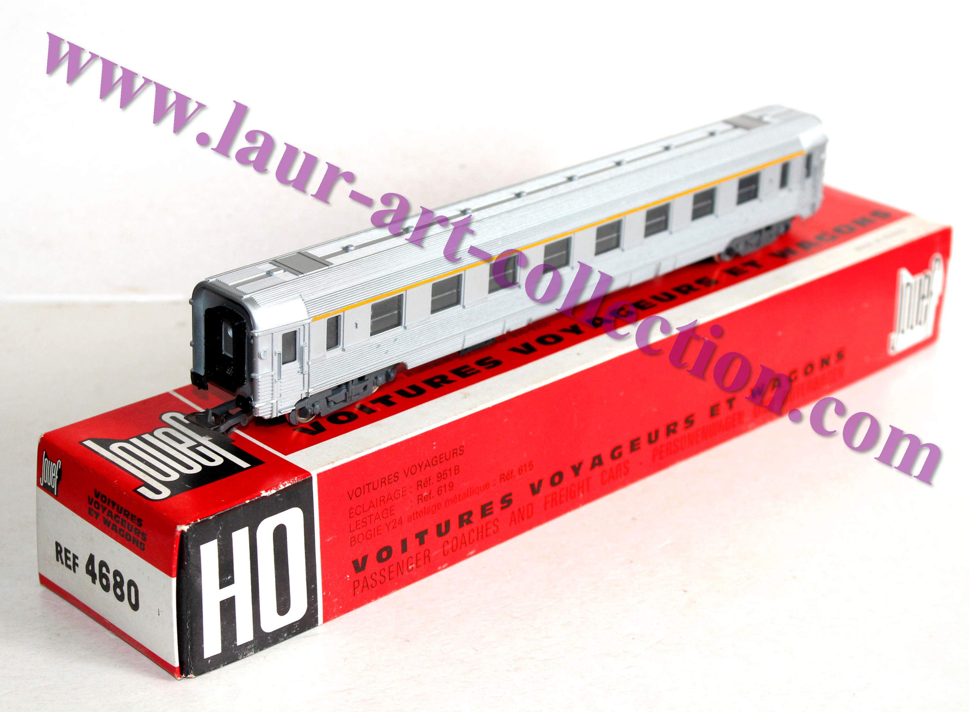 JOUEF HO 468 / 4680 LONGUE VOITURE VOYAGEUR 1e CLASSE, DEV INOX, WAGON SNCF 27cm