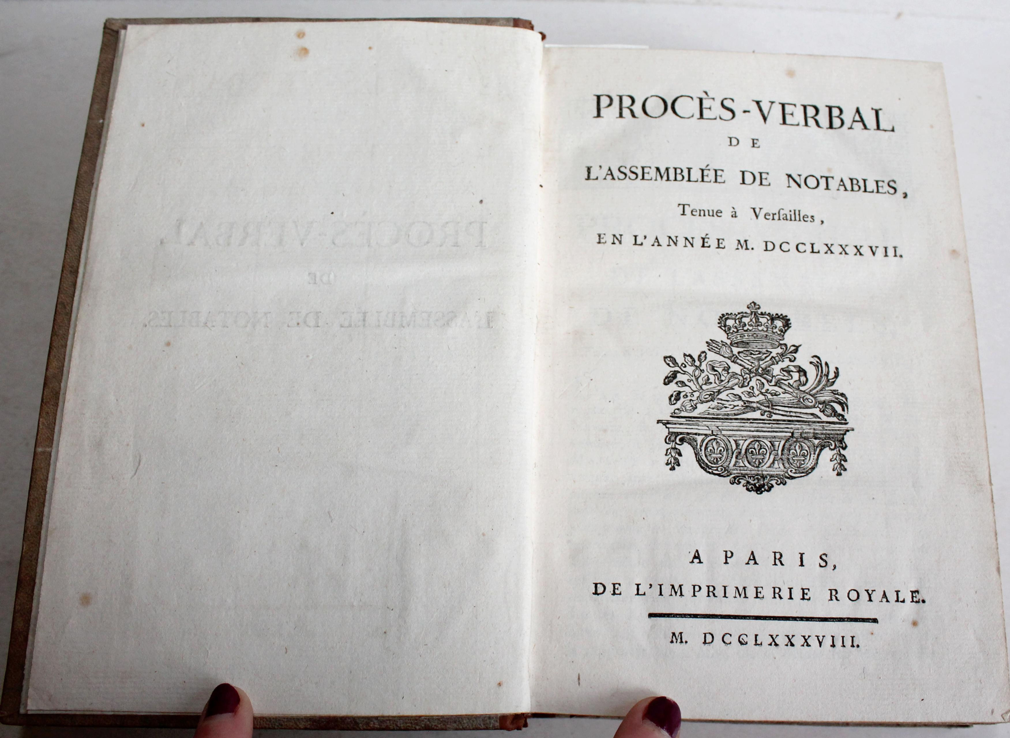 3 OUVRAGE EN 1! PROCES VERBAL NOTABLE VERSAILLES, OBSERVATION, DENONCIATION 1787