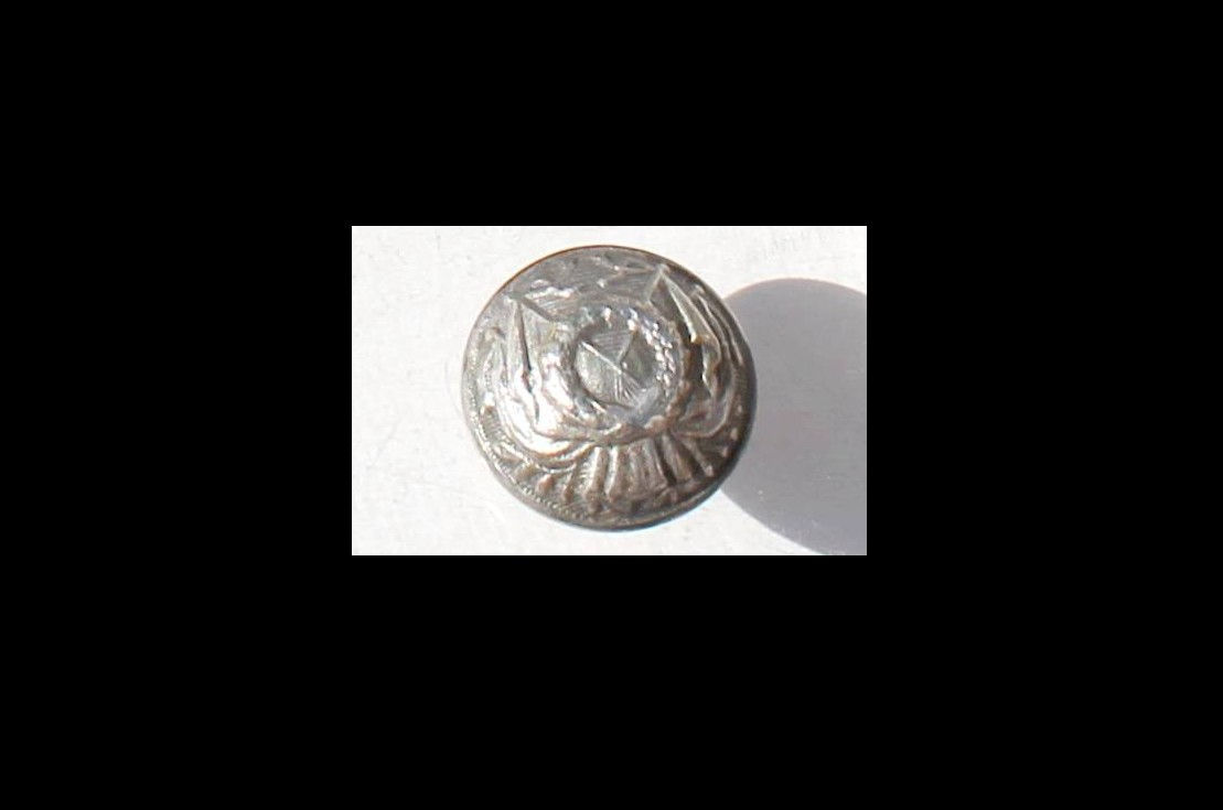 BOUTON UNIFORME MILITAIRE ANCIEN COURONNE LAURIER DRAPEAU ÉTENDARD CROISÉ D:14mm