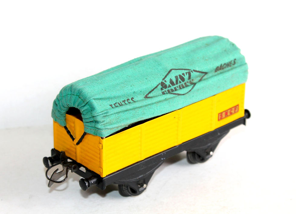 HORNBY O/0 1/48 WAGON TOMBEREAU BACHÉ TENTES SAINT FRERES, TRANSPORT MARCHANDISE