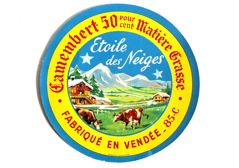 RARE ANCIENNE ETIQUETTE BOITE FROMAGE - CAMEMBERT DE VENDEE - ETOILE DES NEIGES