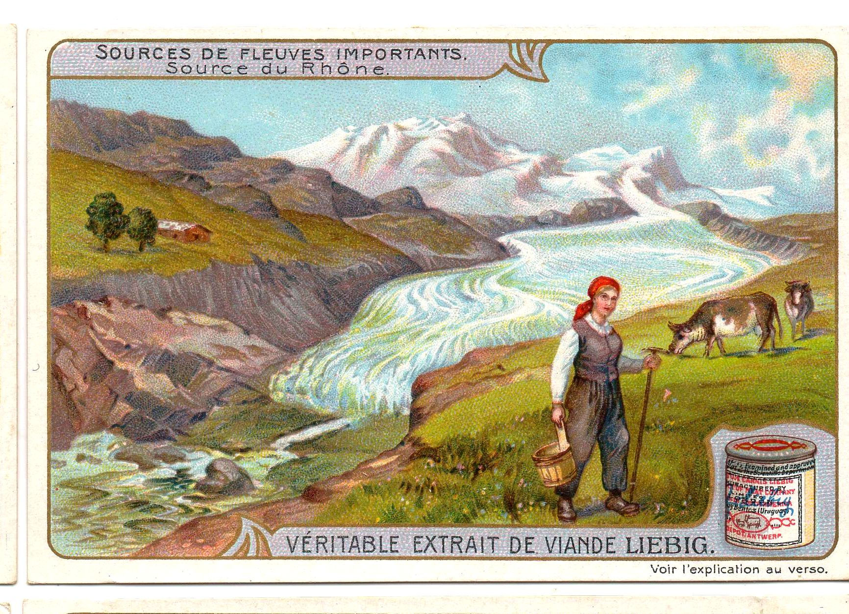 S945 - CHROMO LIEBIG DOREE / DORURE - 1908 - " SOURCES DE FLEUVES IMPORTANTS " :