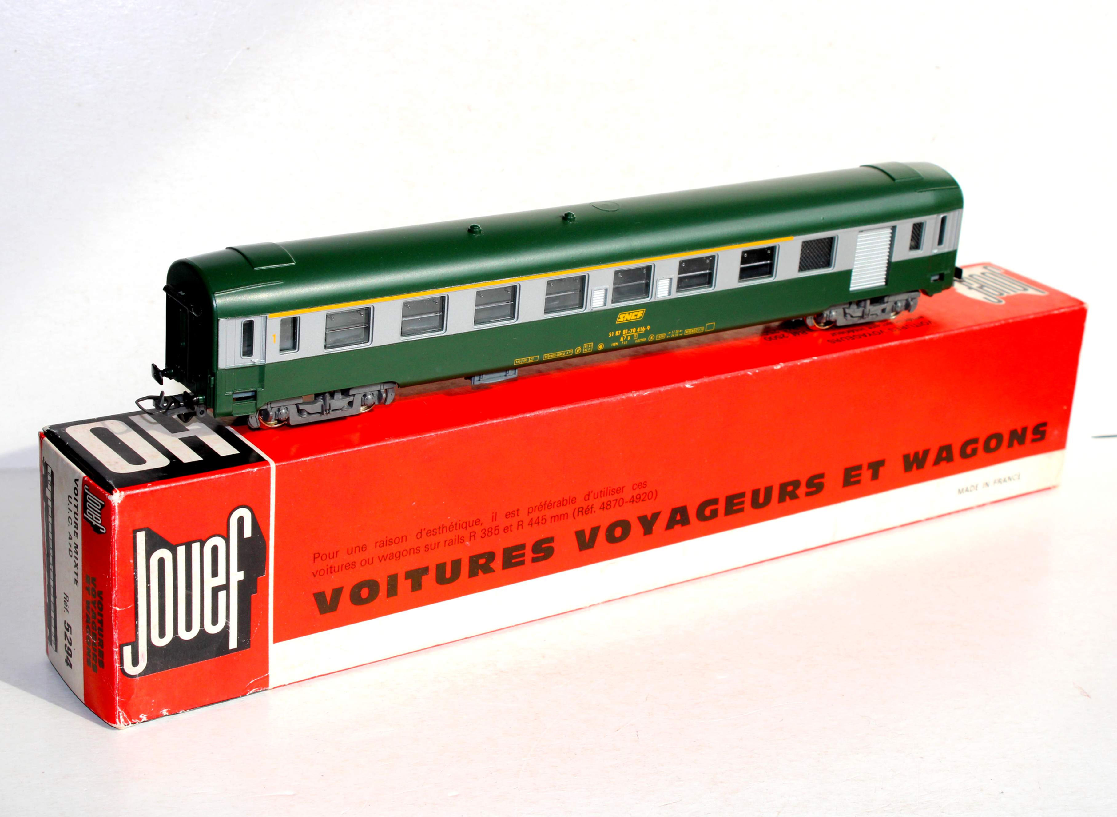 JOUEF HO 5294 VOITURE MIXTE VOYAGEUR 1e CLASSE / FOURGON WAGON BAGAGE SNCF A7 D