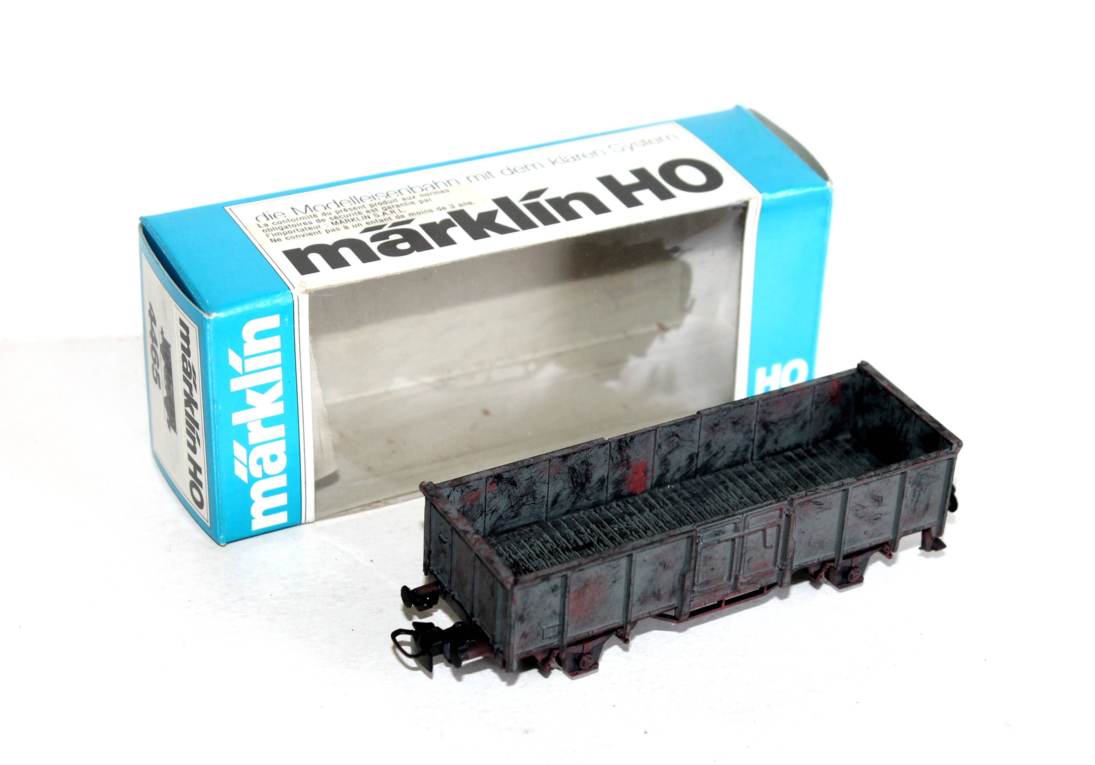 MARKLIN HO WAGON TOMBEREAU N°4465, MINIATURE TRAIN PEINT MAIN PAR MAITRE ARTISAN